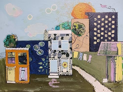 Love Lives Here Original Mixed Media Painting on Flat Canvas