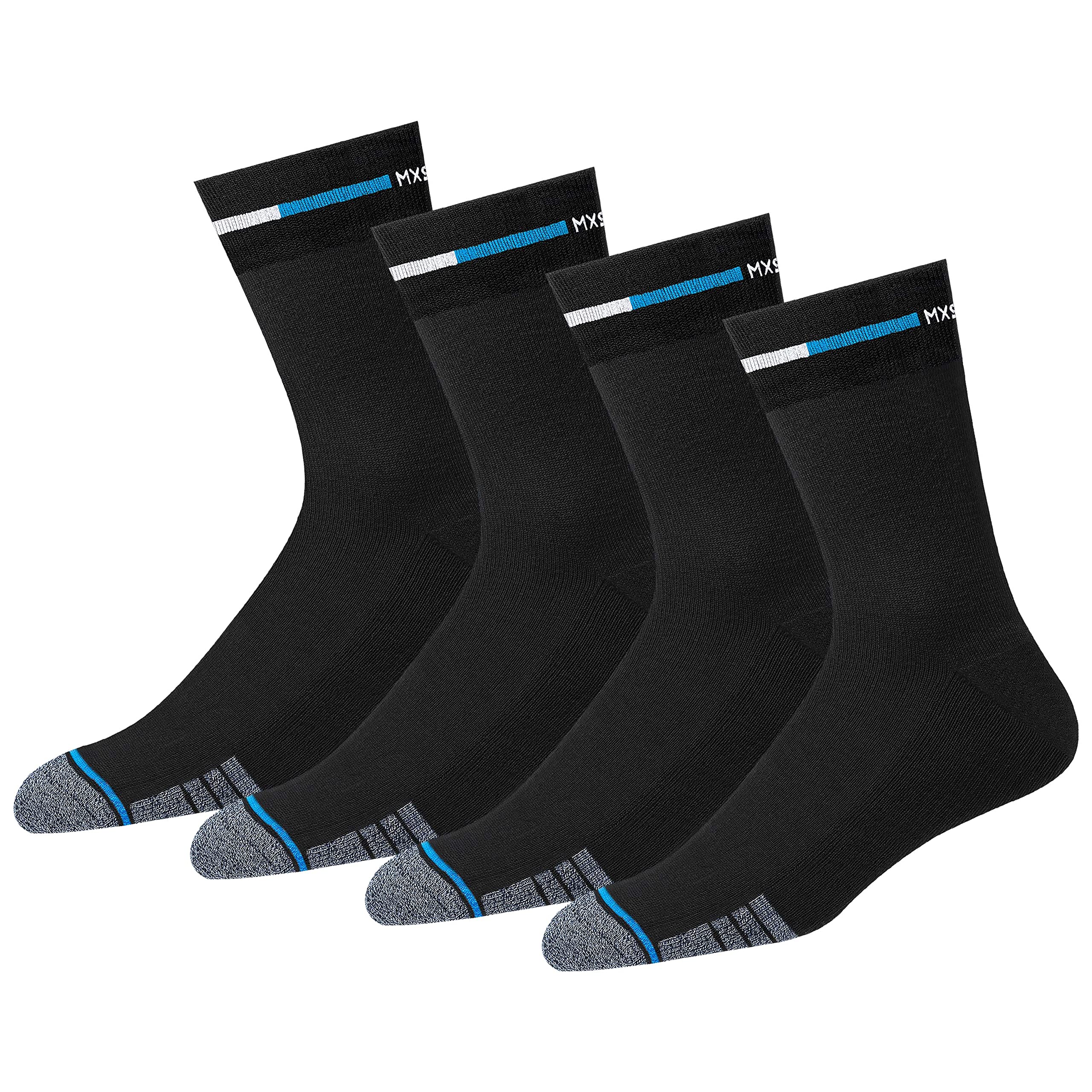 4 Pairs Office Crew Socks for Men with Breathable Fabric, Cushioning and Enhanced Durability, Multicolor, Pack of 4, Free Size.