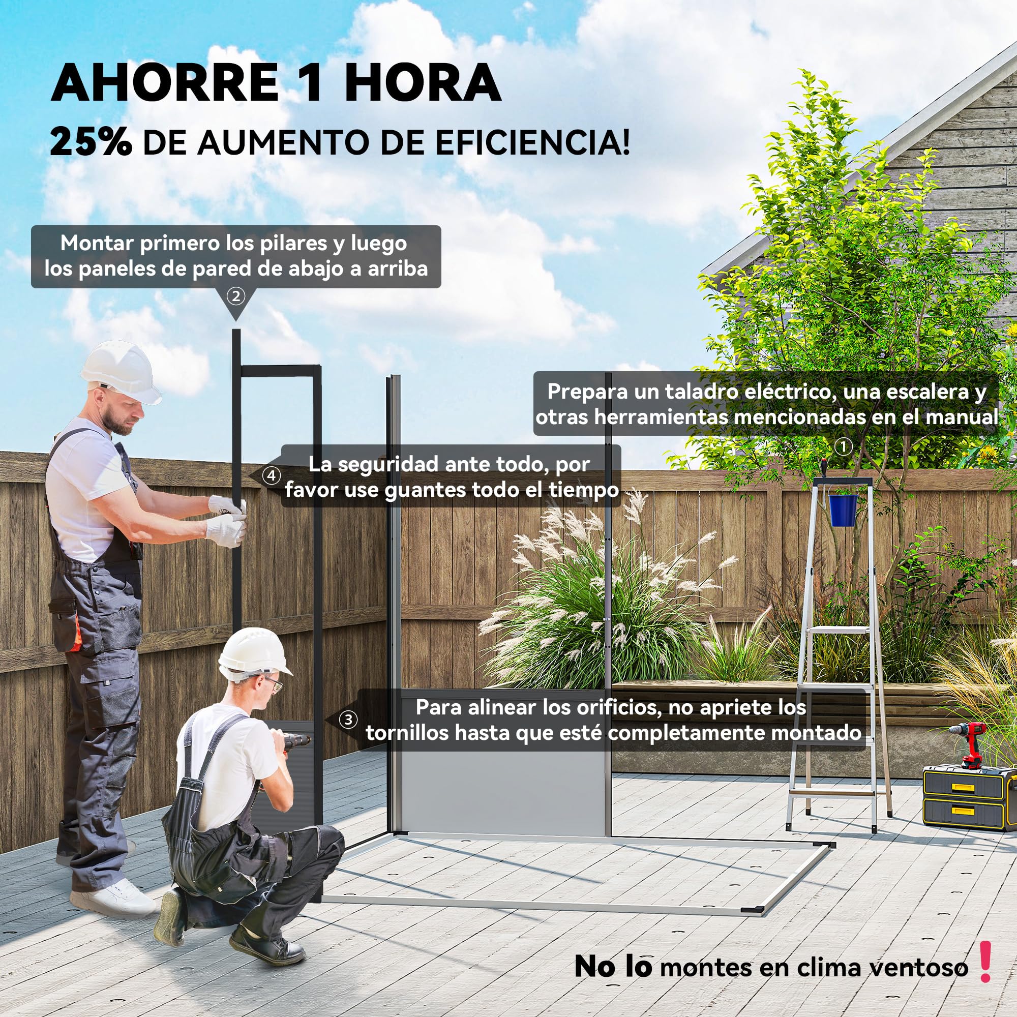 Outsunny Caseta de Jardín Exterior, 3,24 m², 190x191x215 cm, Gris Claro | Cobertizo de Jardín Exterior, Puerta Corredera con Pestillo, Ventana y Ventilación, para Almacenamiento de Herramientas