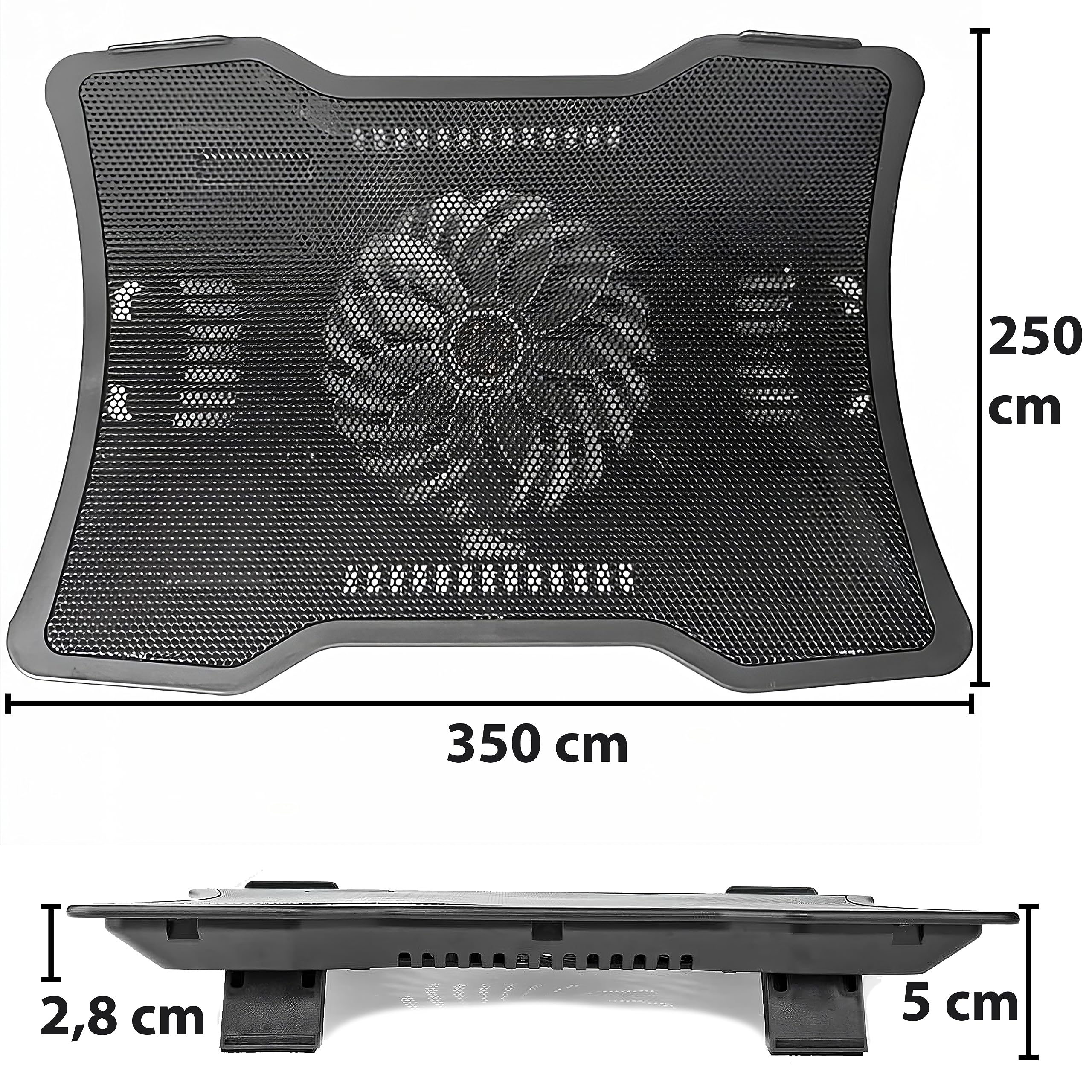 Retoo Base di Raffreddamento, PC portatile, Supporto ventilato per computer portatile di gioco, Per Laptop da Gaming, Forte ventole, Stabile e silenziosa, 2x USB, Luce LED Blu, Per PS4, PS5, Xbox One