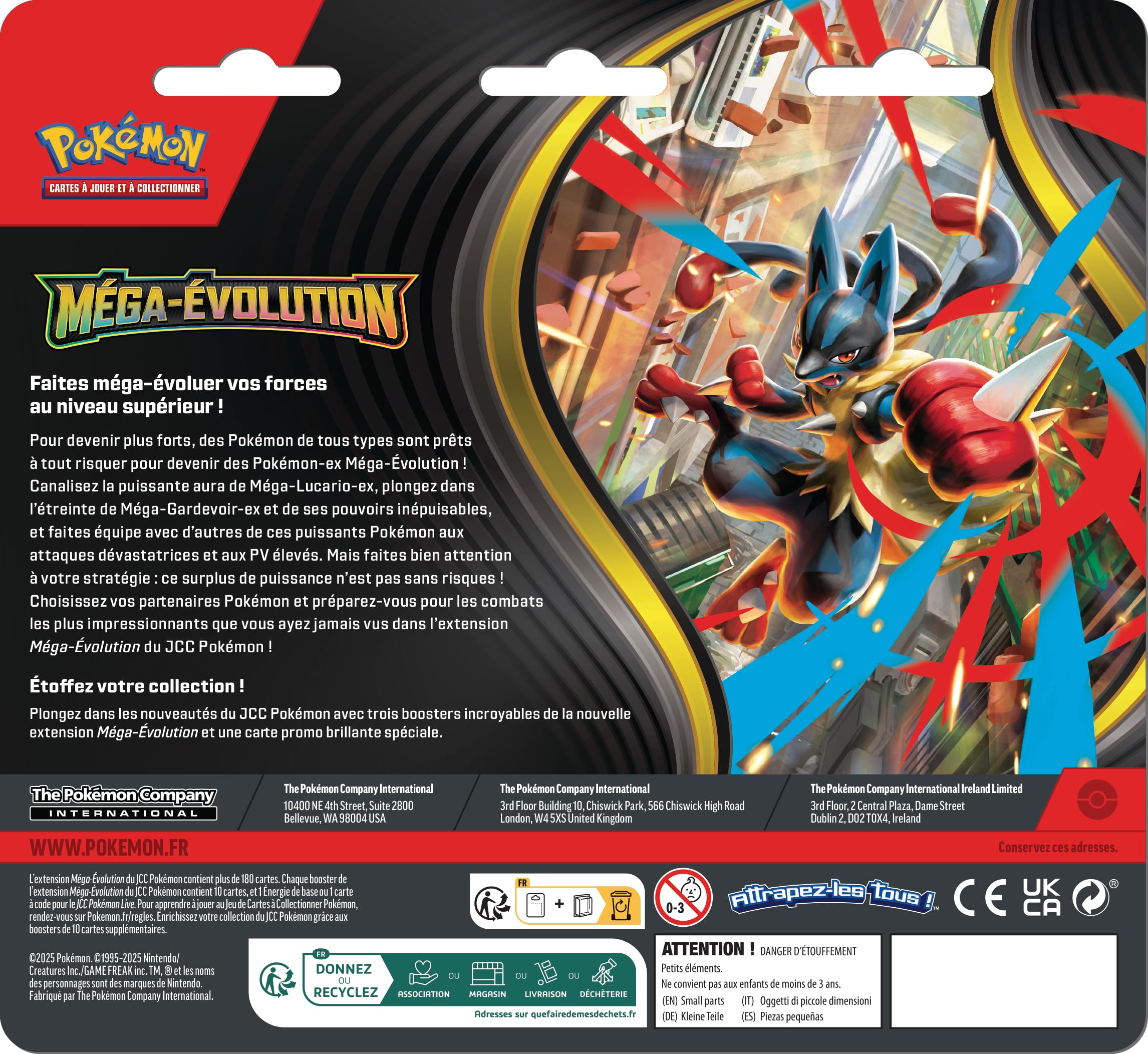 Pokémon : Blister de Trois boosters Méga-Évolution – Akwakwak du JCC Pokémon (1 Carte Promo Brillante et 3 boosters)