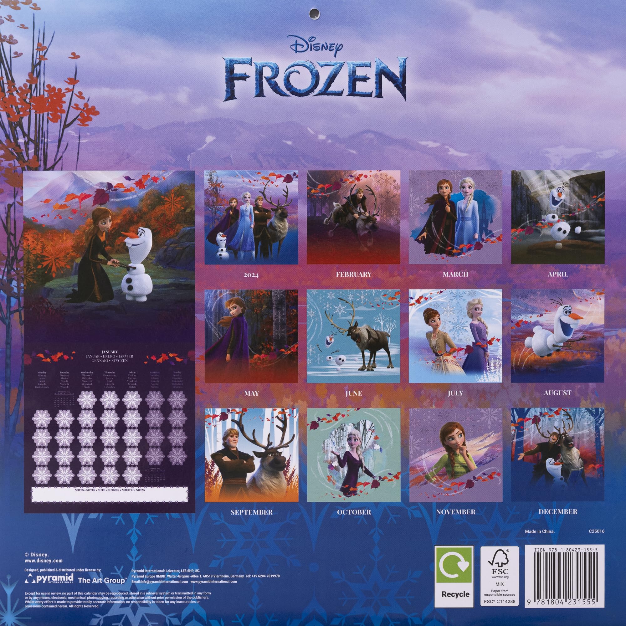 Calendario 30x30 frozen 2025 pyramid