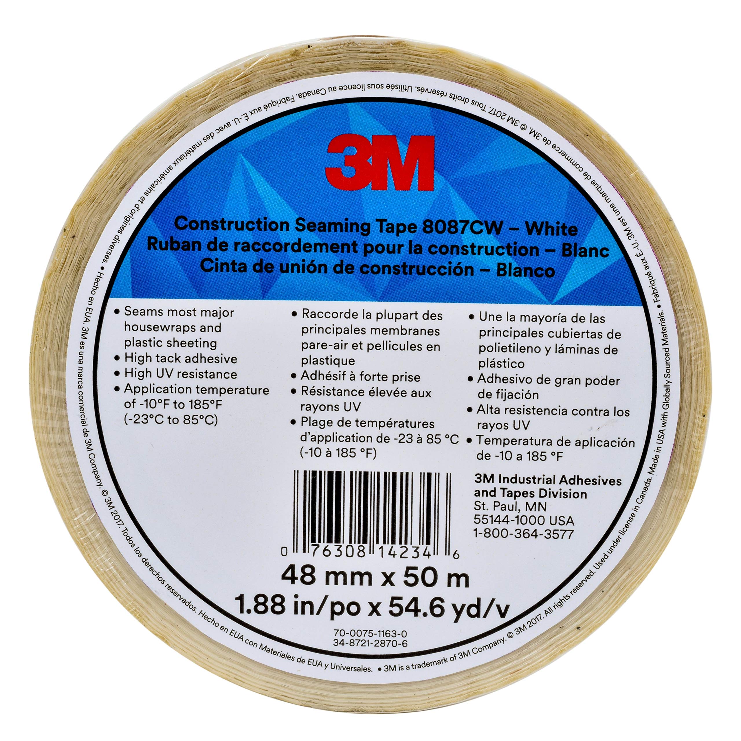 3M™ Taśma do szycia budowlanego, 8087CW, biała, 48 mm x 50 m