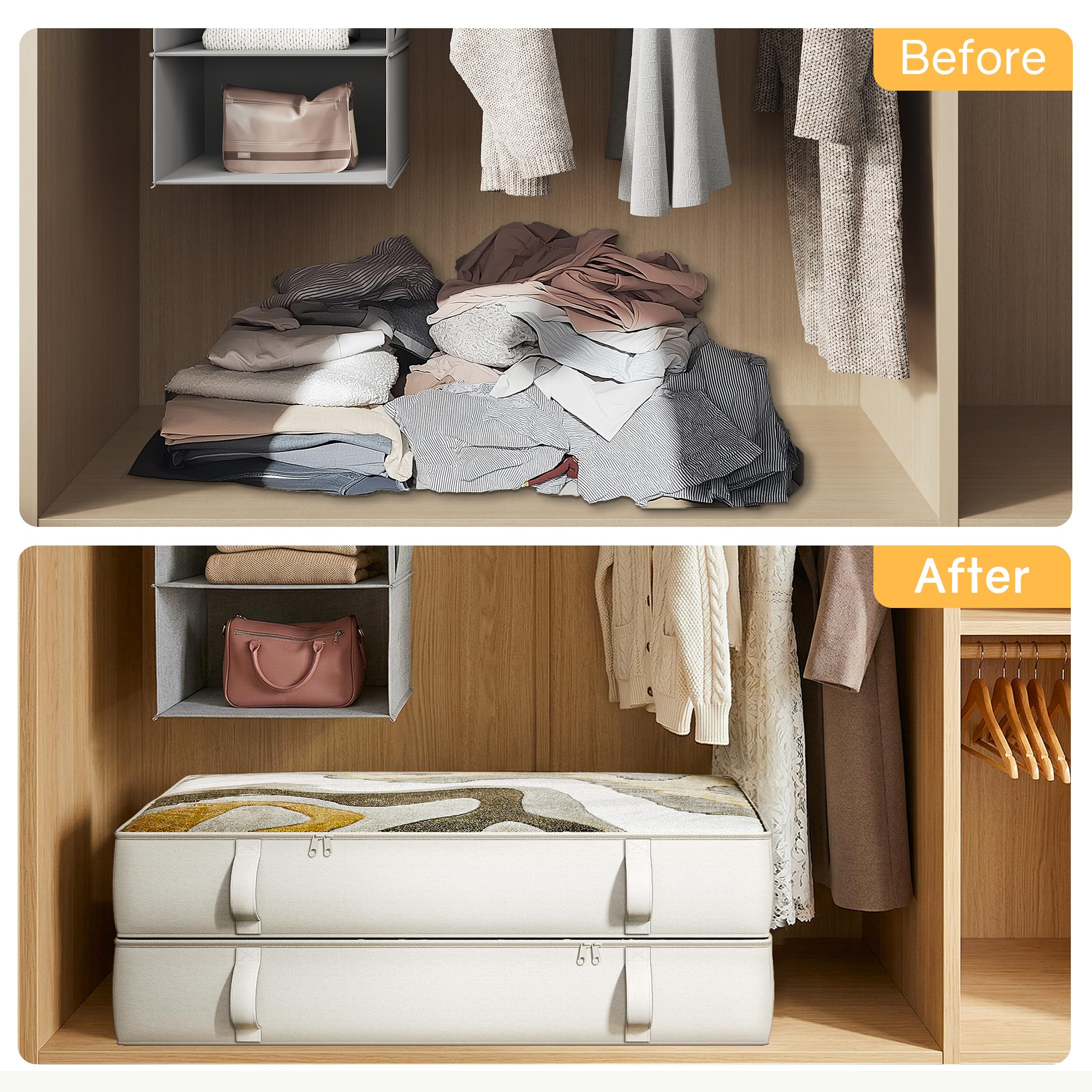 The Best Under Bed Storage Bins in 2026 1 Makestorageclosetolife TidyCorner 2-Pack Under Bed Storage, 6 Inches Tall Closet — product photo