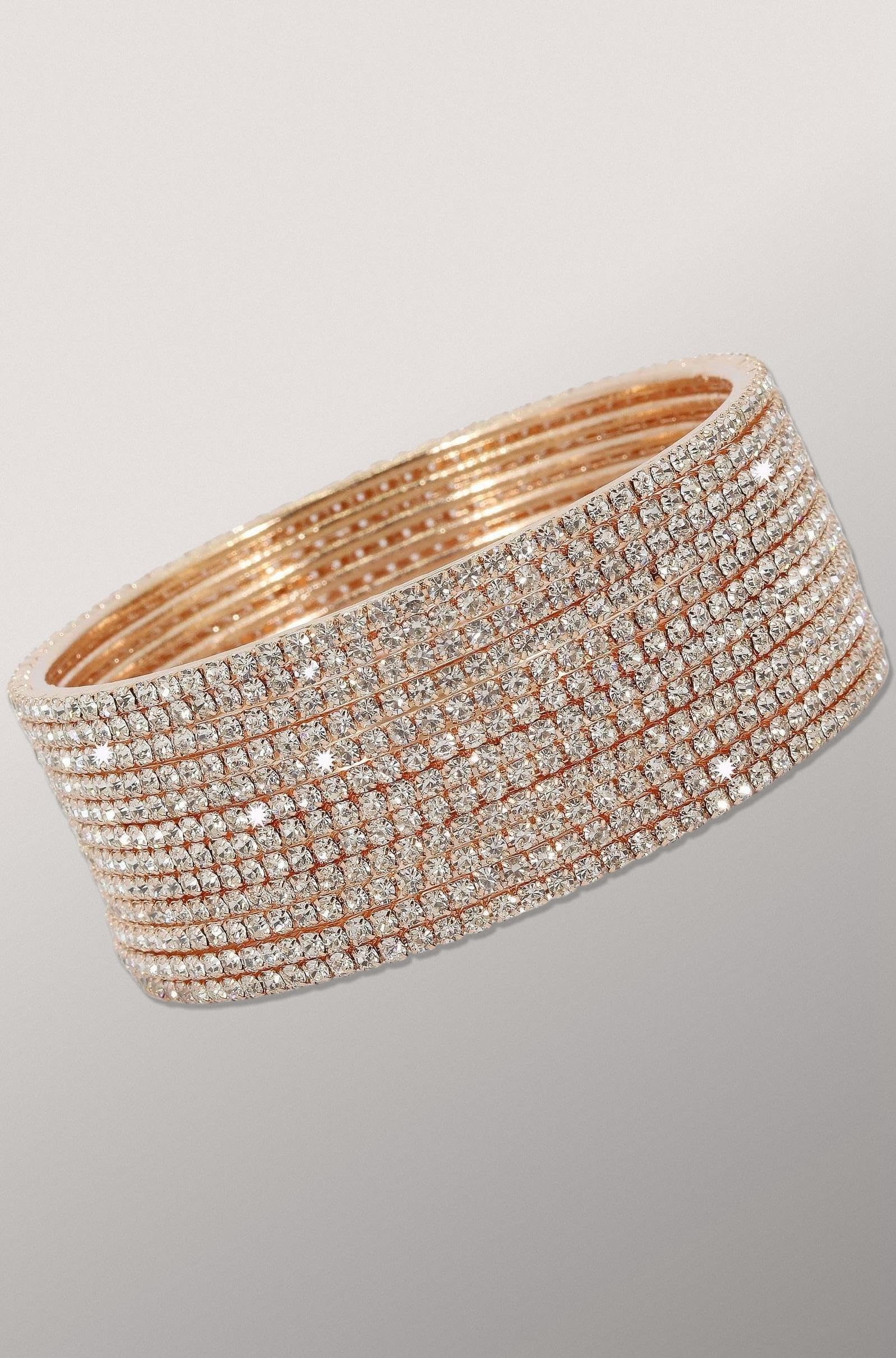 Non-Precious Metal with Base Metal and Zircon Gemstone Studded Premium and Traditional Glossy Finished Sleek Bangle set for Women and Girls