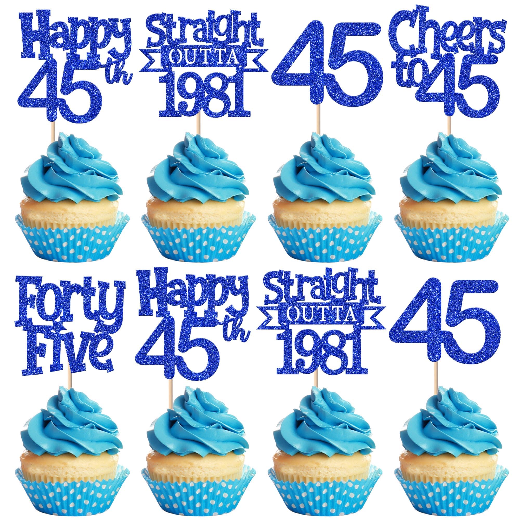 SYKYCTCY 30 Pack Straight Outta 1971 Cupcake Toppers Glitter Forty-Five Happy 45th Birthday Cupcake Picks Cheers to 45 Years Cake Decorations for Happy 45th Birthday Anniversary Party Supplies