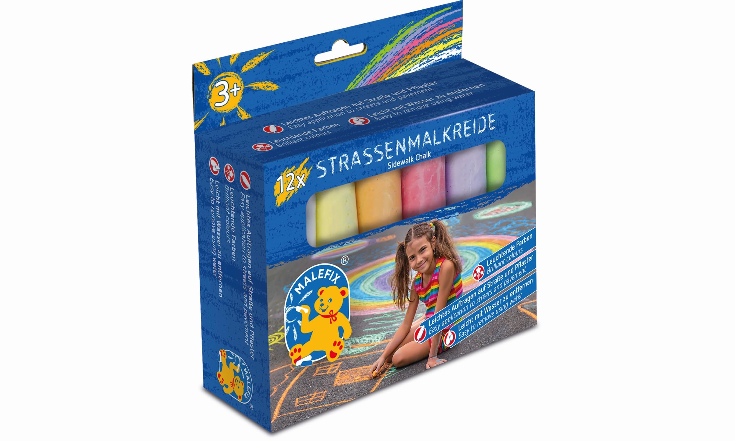 Besuche den PUSTEFIX- PUSTEFIX MALEFIX Straßenmalkreide 12er Packung I Malkreide für Kinder und Erwachsene I Vielfalt an Farben I Leuchtend und Kräftig I Wasserlösliche und hochwertige Kreide I für Straße u. Hof in use