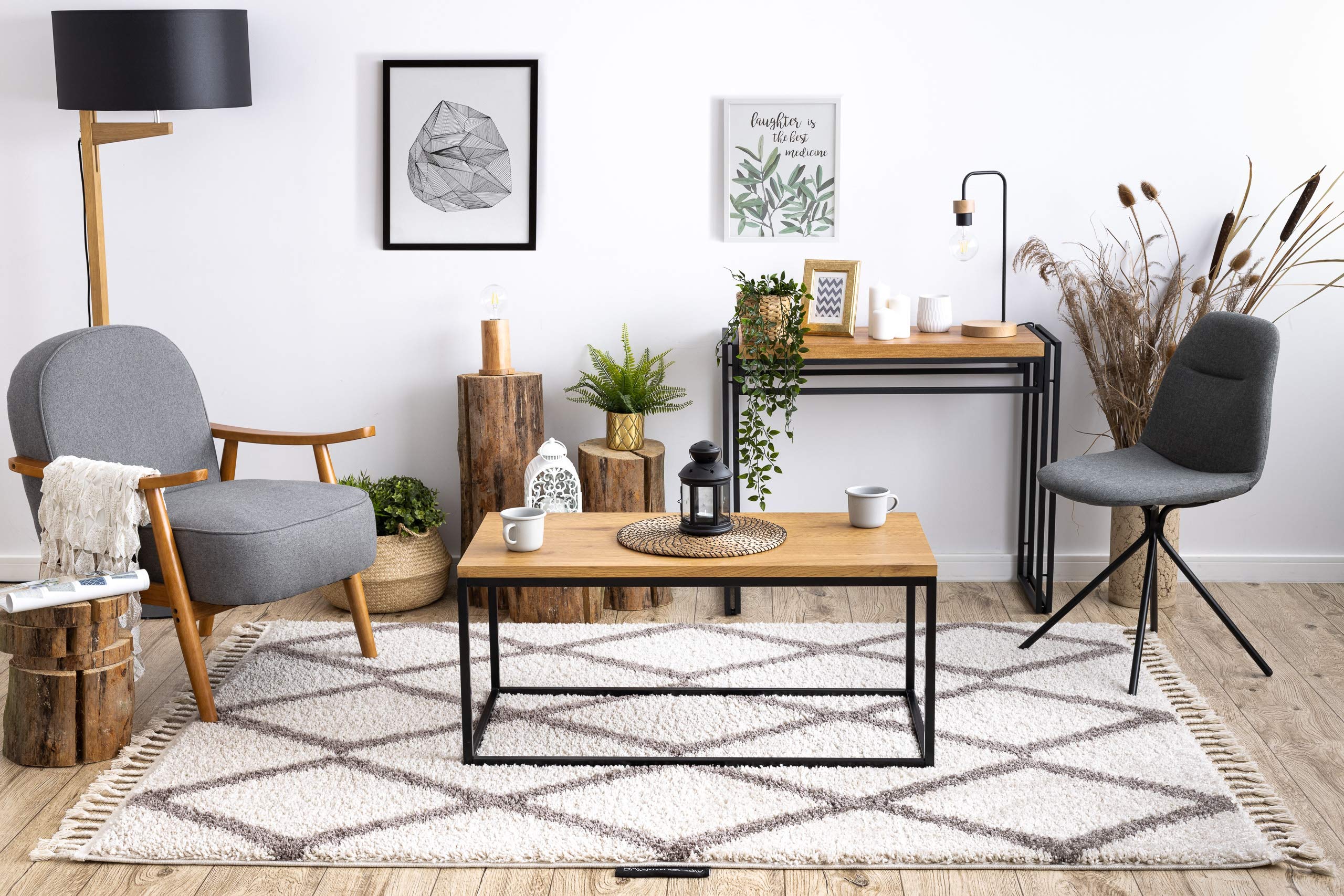 Tapis berbère hirsute style marocain crème | Grand tapis de zone bohème