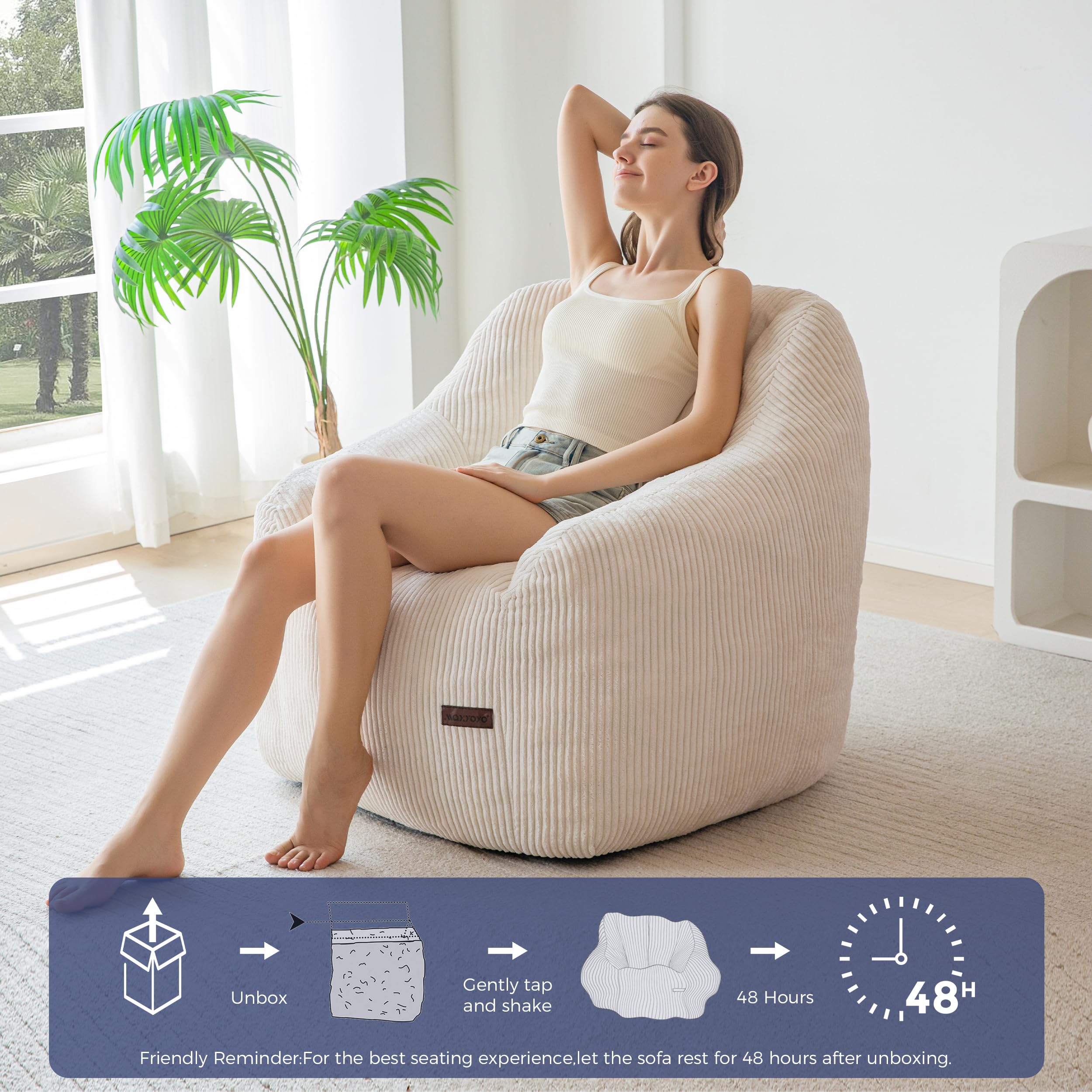 MAXYOYO Pouf Canapé-Pouf avec Rembourrage, Fauteuil Confortable pour Le Salon, Idéal pour Adultes et Enfants, Canapé de Sol Rembourré pour la Chambre, Le Dortoir ou la Lecture