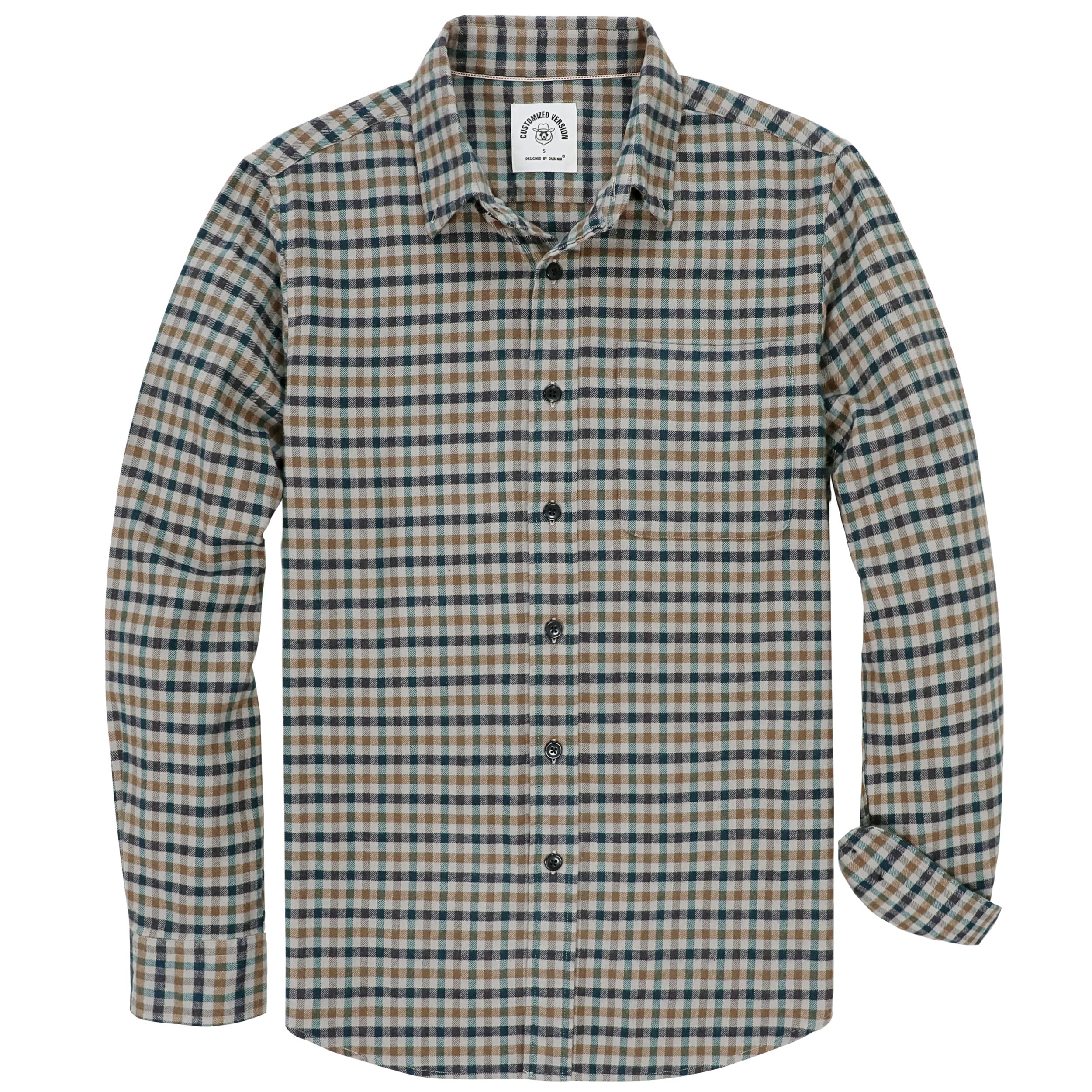 Dubinik® Camicia Flanella Uomo Camicia Quadri Uomo Cotone Casual Button Down Invernale Camicia in Flanella Leggera con Tasche