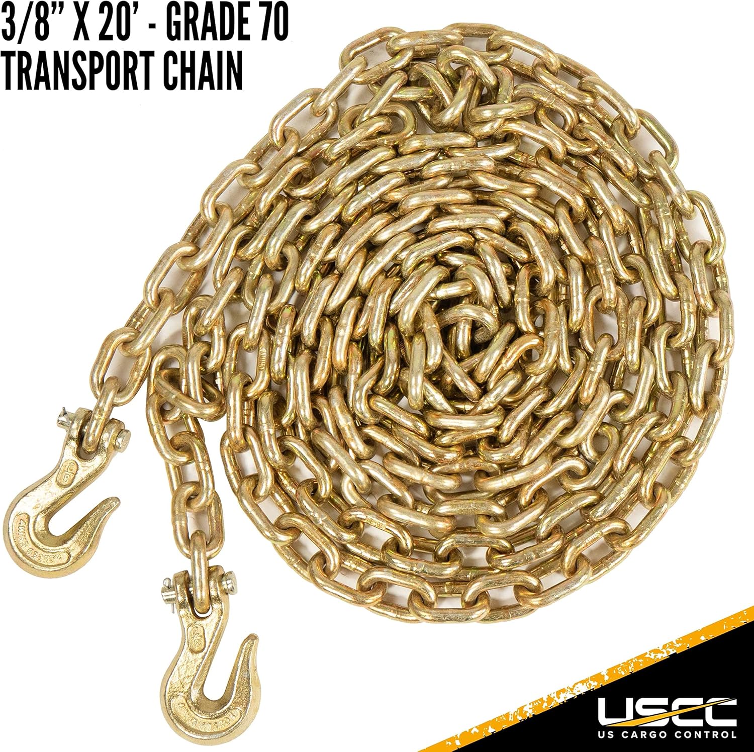 Peerless QuikBinder Plus Ratchet Load Binder and US Cargo Control 3/8 Inch x 20 Foot Grade 70 Chain Set, Easily Secure Heavy Loads to A Truck Or Flatbed Trailer, 6,600 Pound Working Load Limit