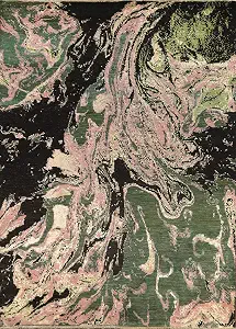 Rug Source Modern Collection 8x10 Abstract Area Rug, Hand Knotted Multi-Colored Contemporary Wool & Silk Carpet for Bedroom, Living Room