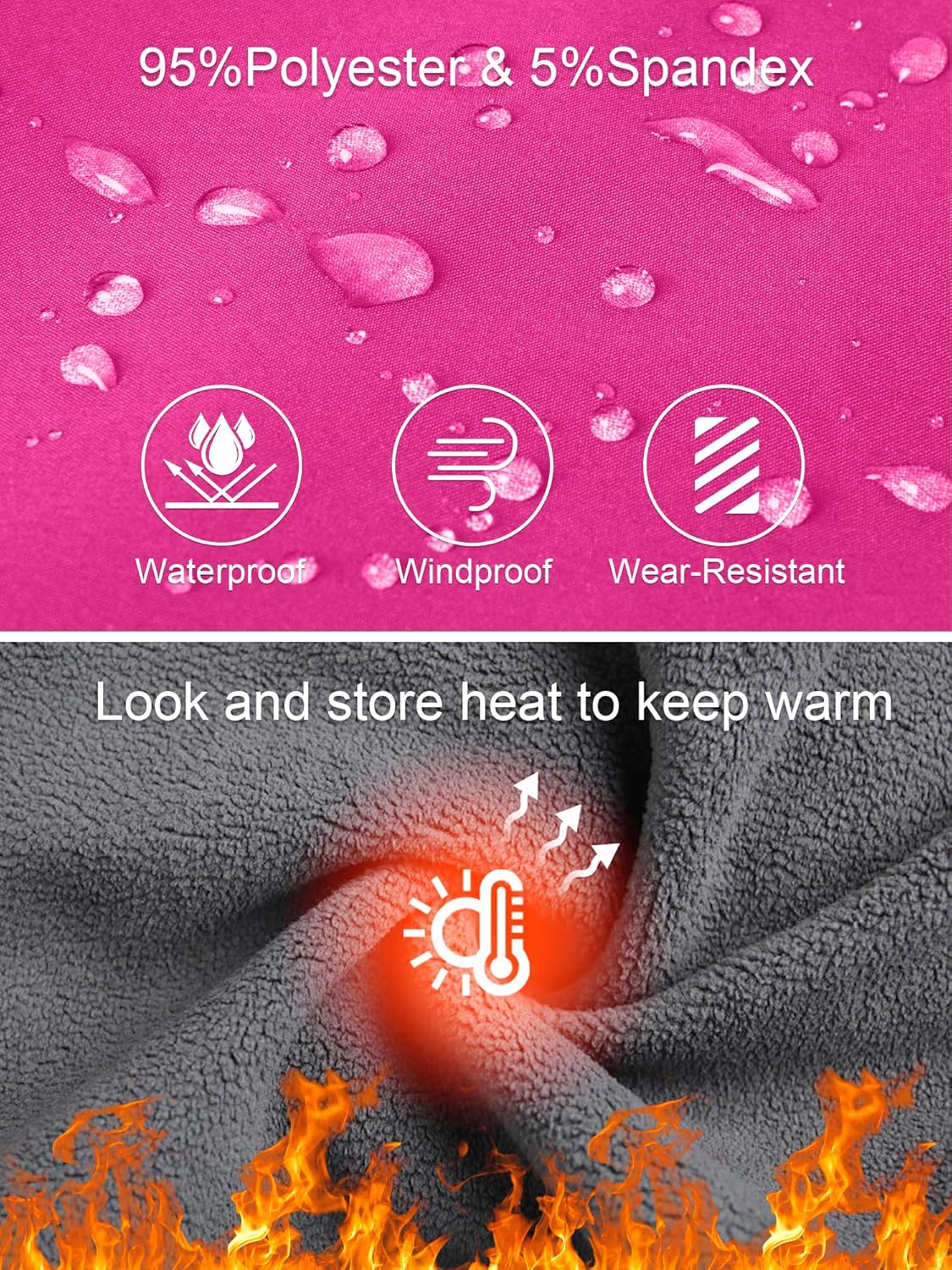 Holure Children's Softshell Fleece Athletic Pants, Waterproof Windproof & Warm Ski Pants with Zipper Pockets - Image 5