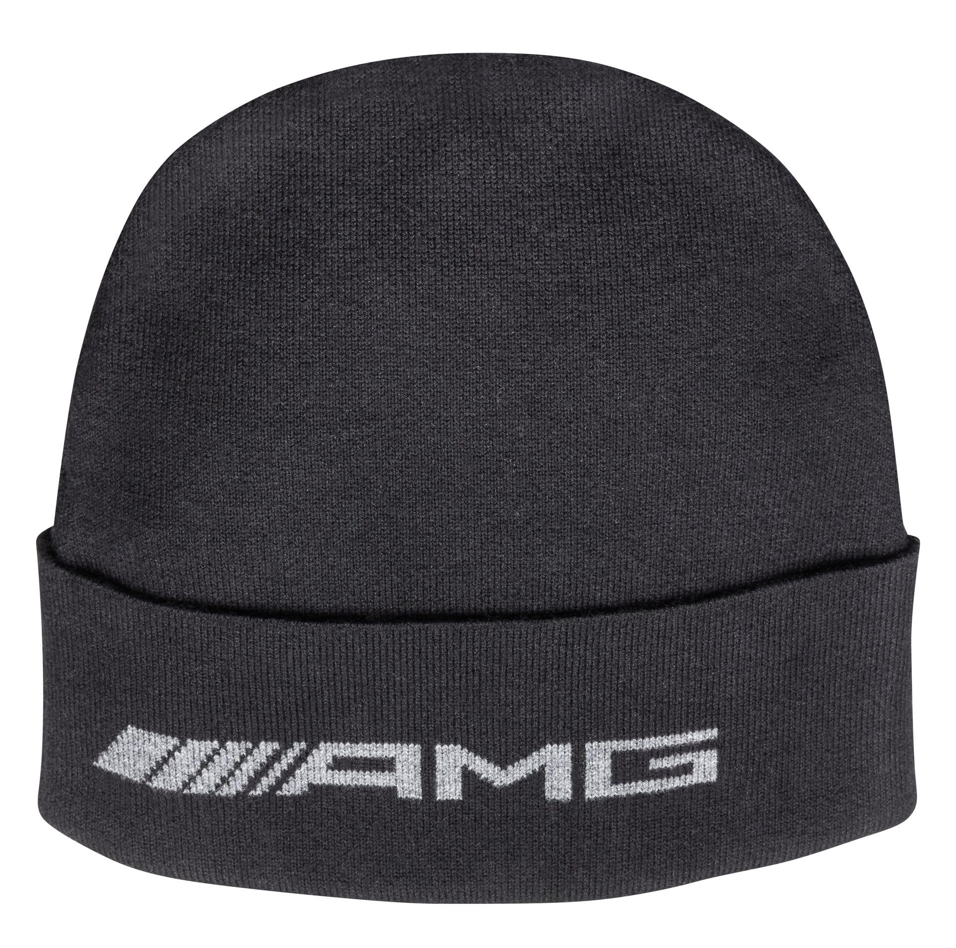 AMG Strickmütze, 100 % Baumwolle, Schwarz, mit weißer Stickerei AMG, offizielle Mercedes-Benz Kollektion