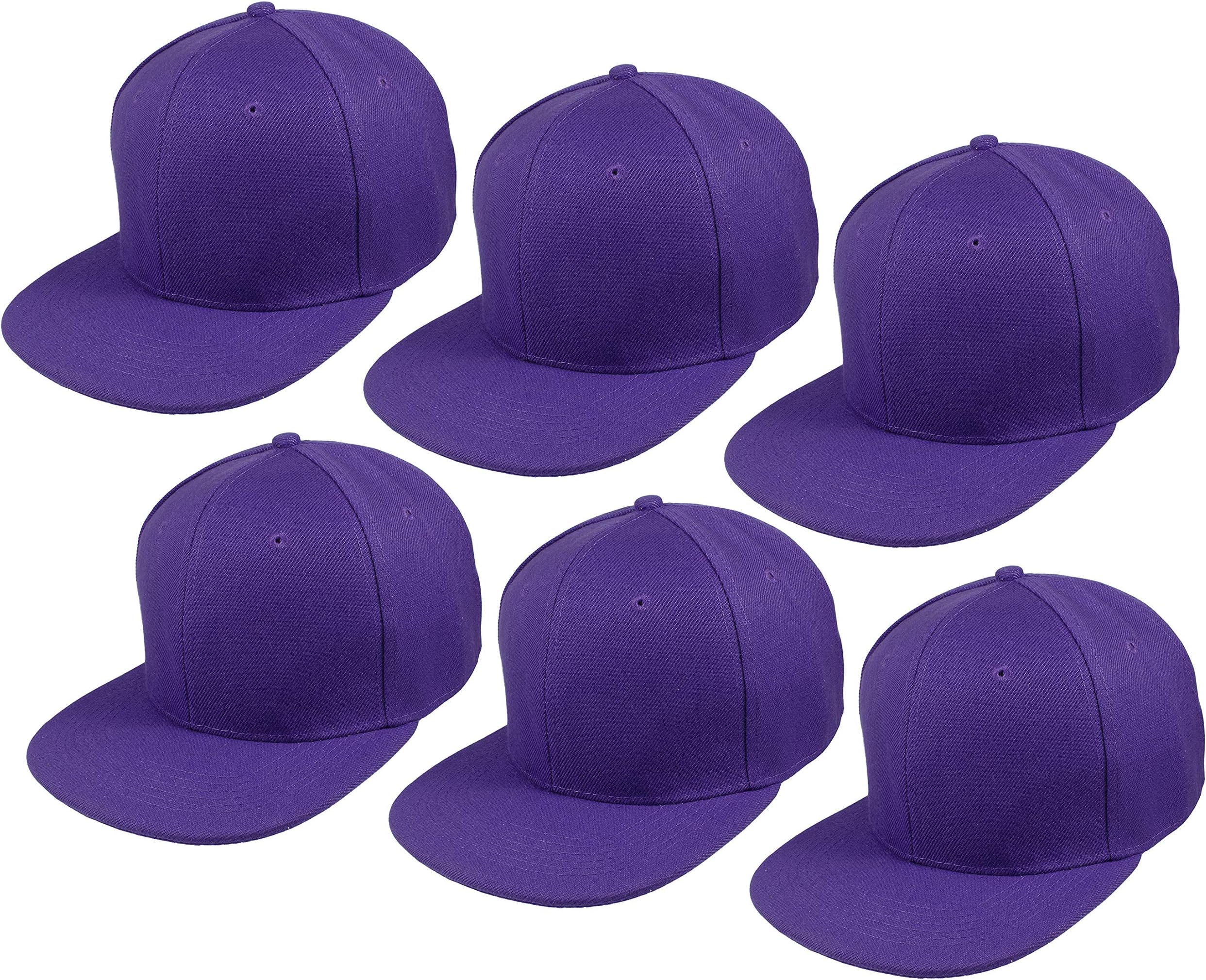 GelanteGelante Plain Blank Flat Brim Adjustable Snapback Baseball Caps LOT 6 Pack