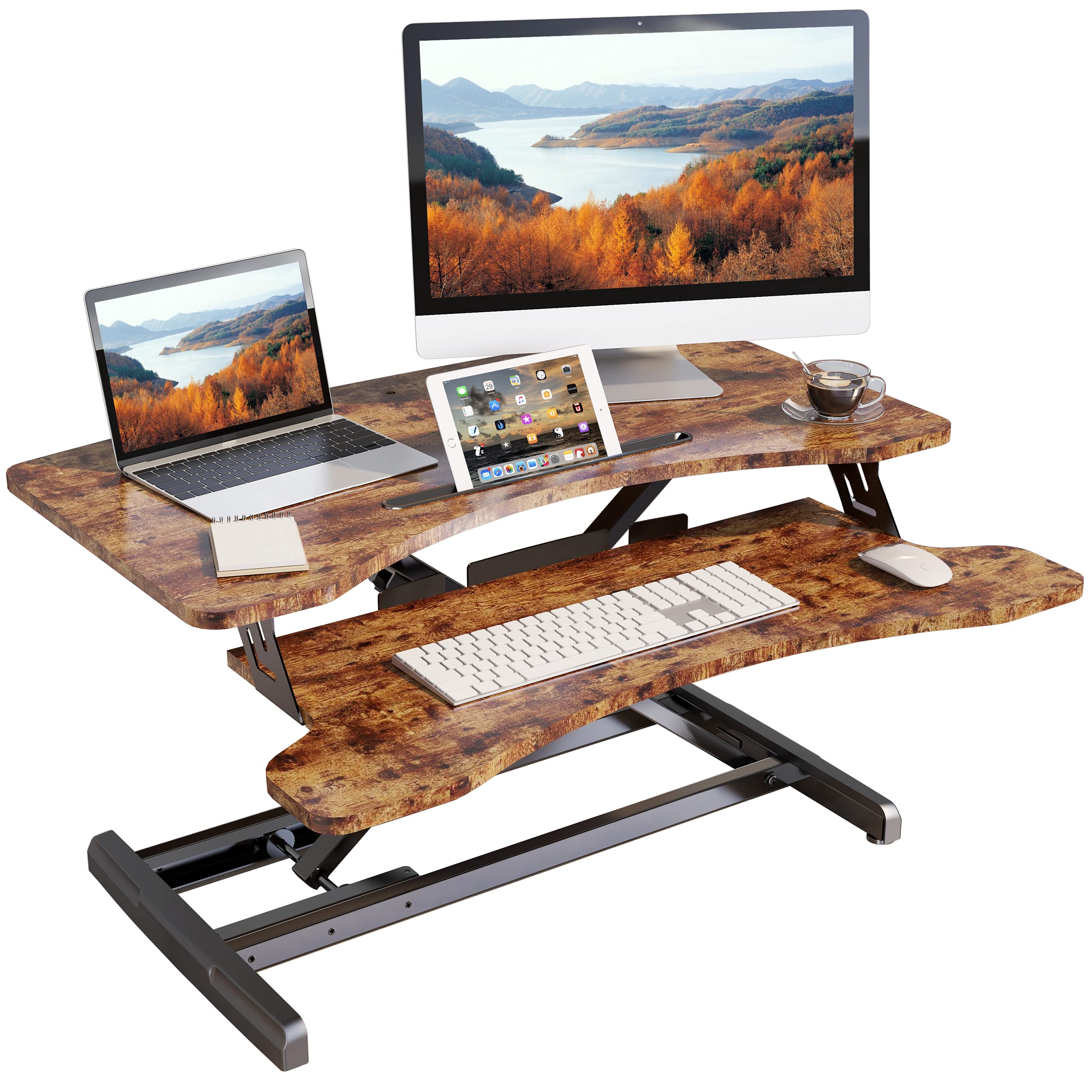 Buy Lubvlook Height Adjustable Stand up Desk Converter 33 Inch Desk