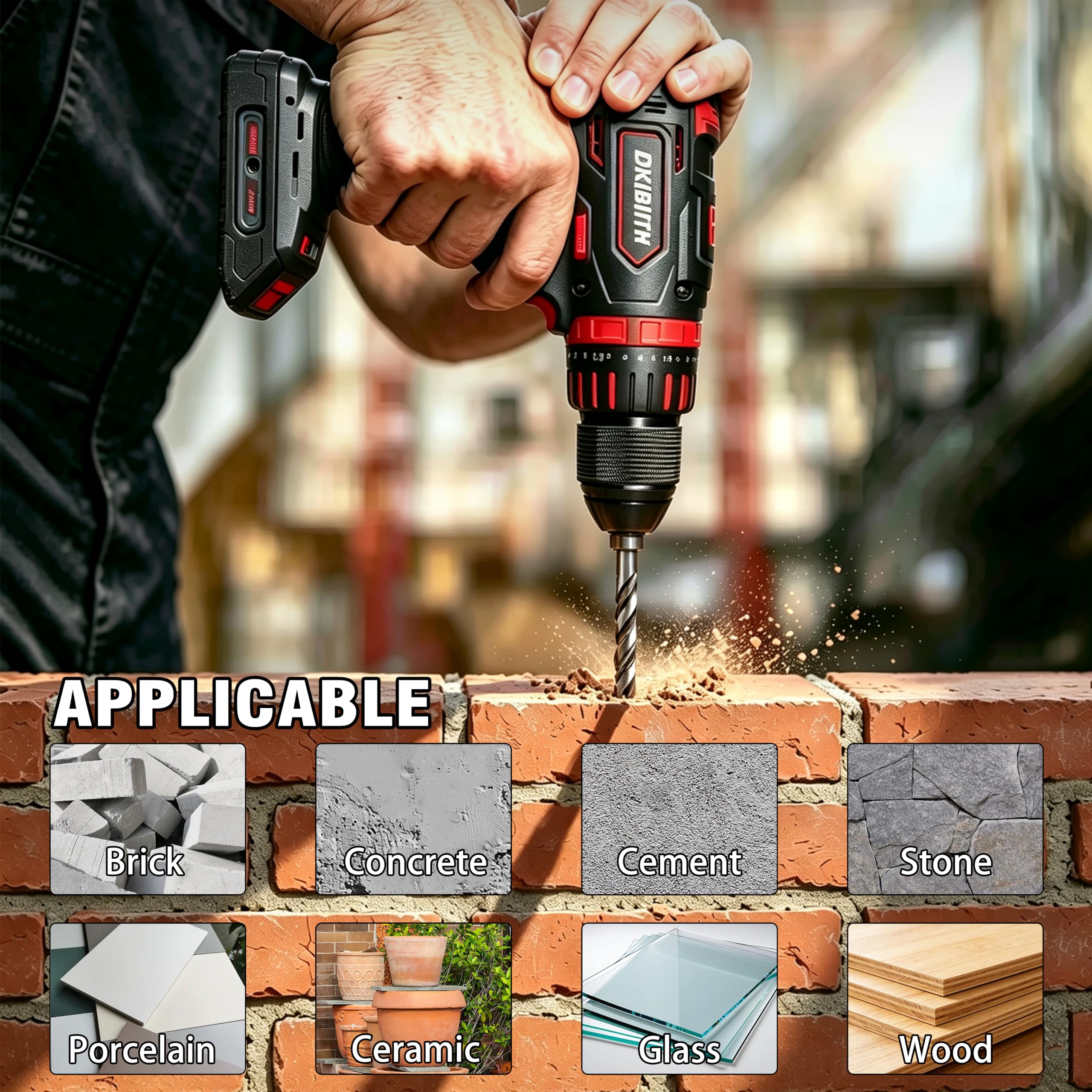 Masonry Drill Bit Set - 10 Piece for Concrete & Tile -4