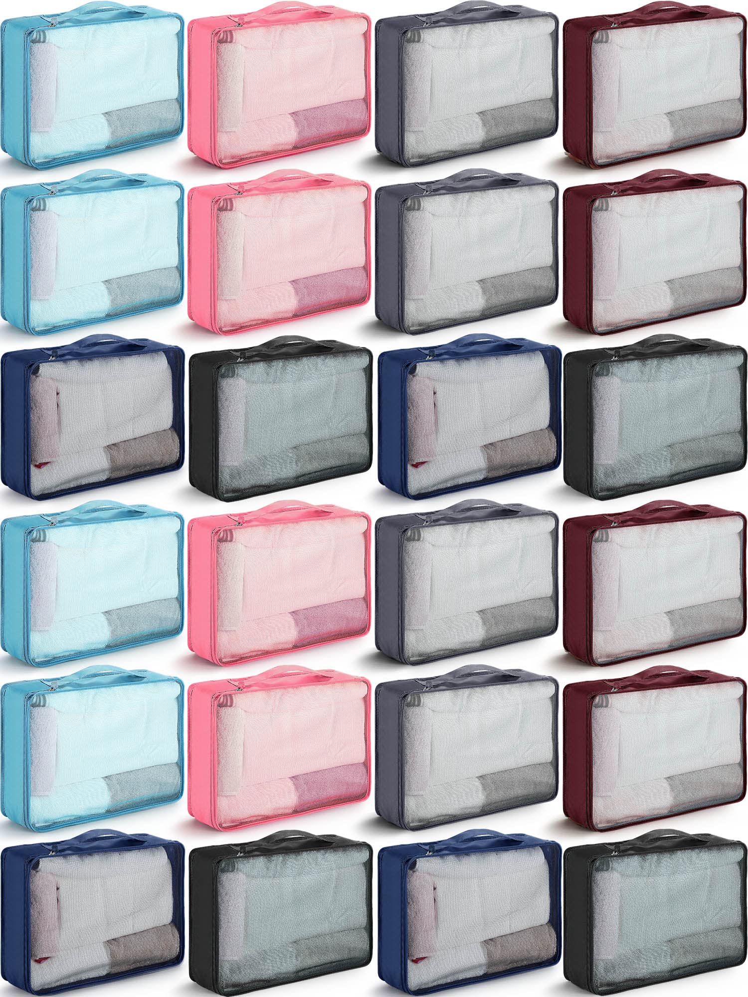 Woanger 24 Pcs Large Packing Cubes for Suitcases Travel Accessories High Capacity Luggage Packing Organizers with Zipper Reusable Mesh Bag for Clothes