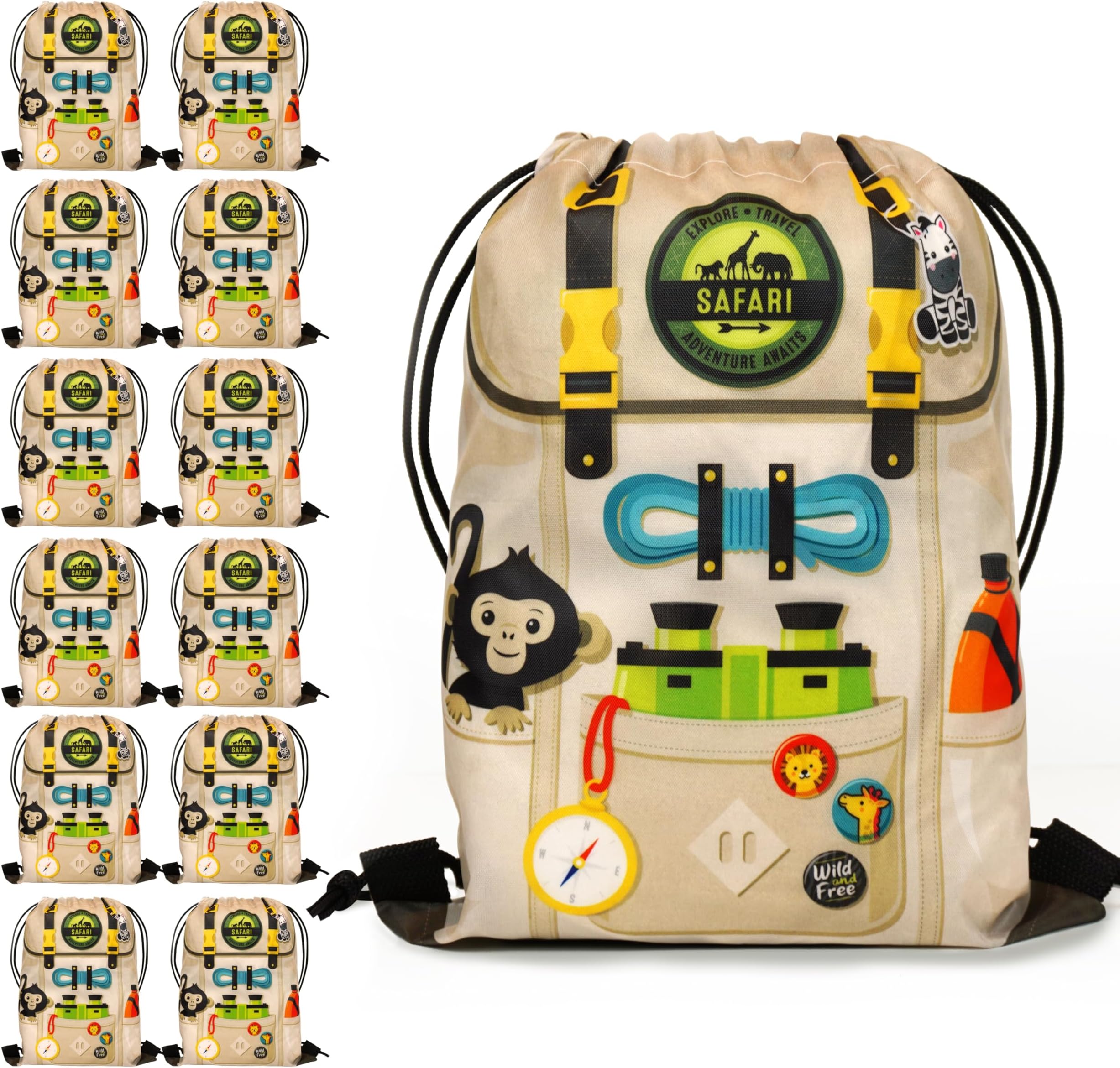 12 pack Safari Goodie Bags Animal | Safari Gift Bags for Safari Animal Party Favors & Zoo party favors | Jungle Theme Favor Bags for Jungle Theme Party Favors | Safari candy bags | Jungle candy bags