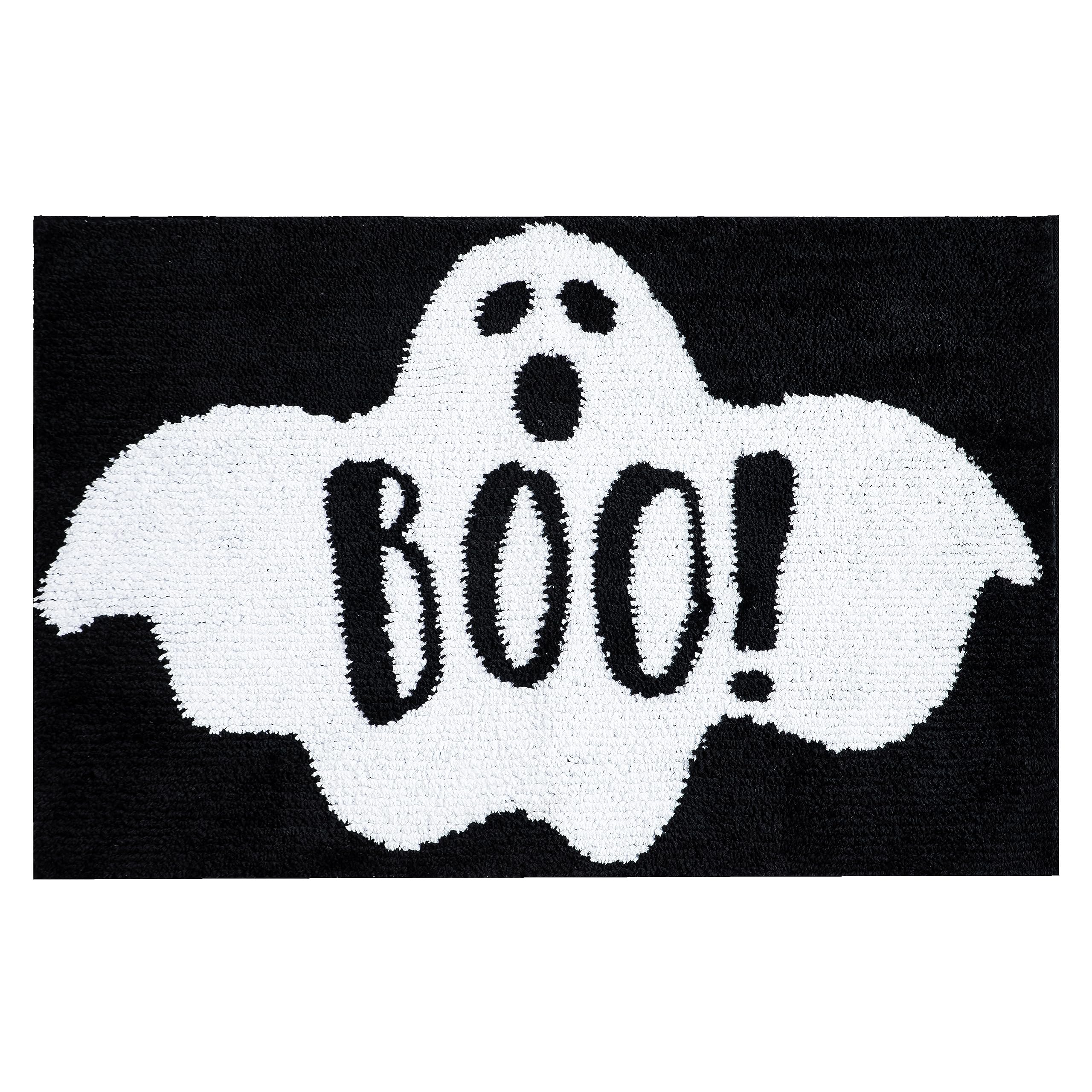 Halloween Bathroom Rug, Super Absorbent, Non-Slip PVC Backing, Fun Designs for Bath Shower Tub, Cute Bath Mat, Kitchen Rug Mat Machine Washable (Boo Ghost)