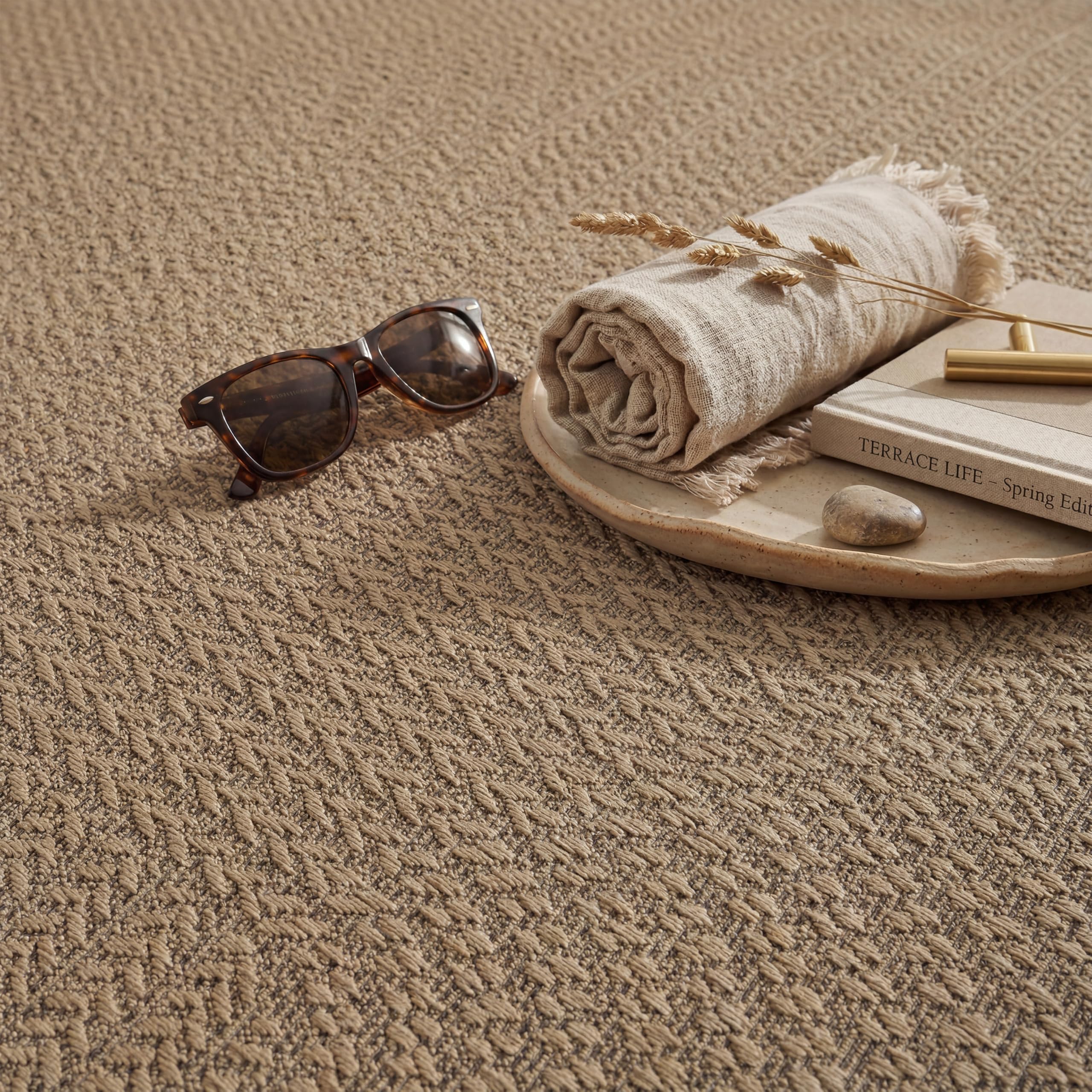 Paco Home Outdoor Teppich Wetterfest, moderner Jute-Look in natürlicher Sisal Optik, Robust, ideal für Terrasse Wohnzimmer & Küche, Grösse:160x230 cm, Farbe:Beige 5