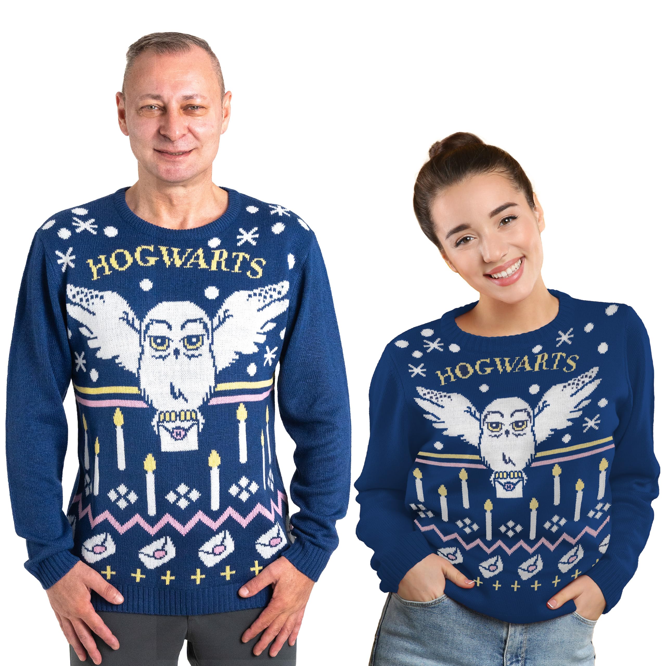 United Labels Unisex Blue Harry Potter Hedwig Winter Jumper Merch For Men And Women, Sweatshirt, 100% Polyacrylic, M