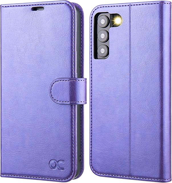 OCASE Compatible with Samsung Galaxy S22 Case, Premium PU Leather Wallet Phone Case with [RFID Blocking][Card Holder][TPU Inner Shell] Shockproof Flip Cover for Samsung Galaxy S22 5G 6.1 Inch,Purple