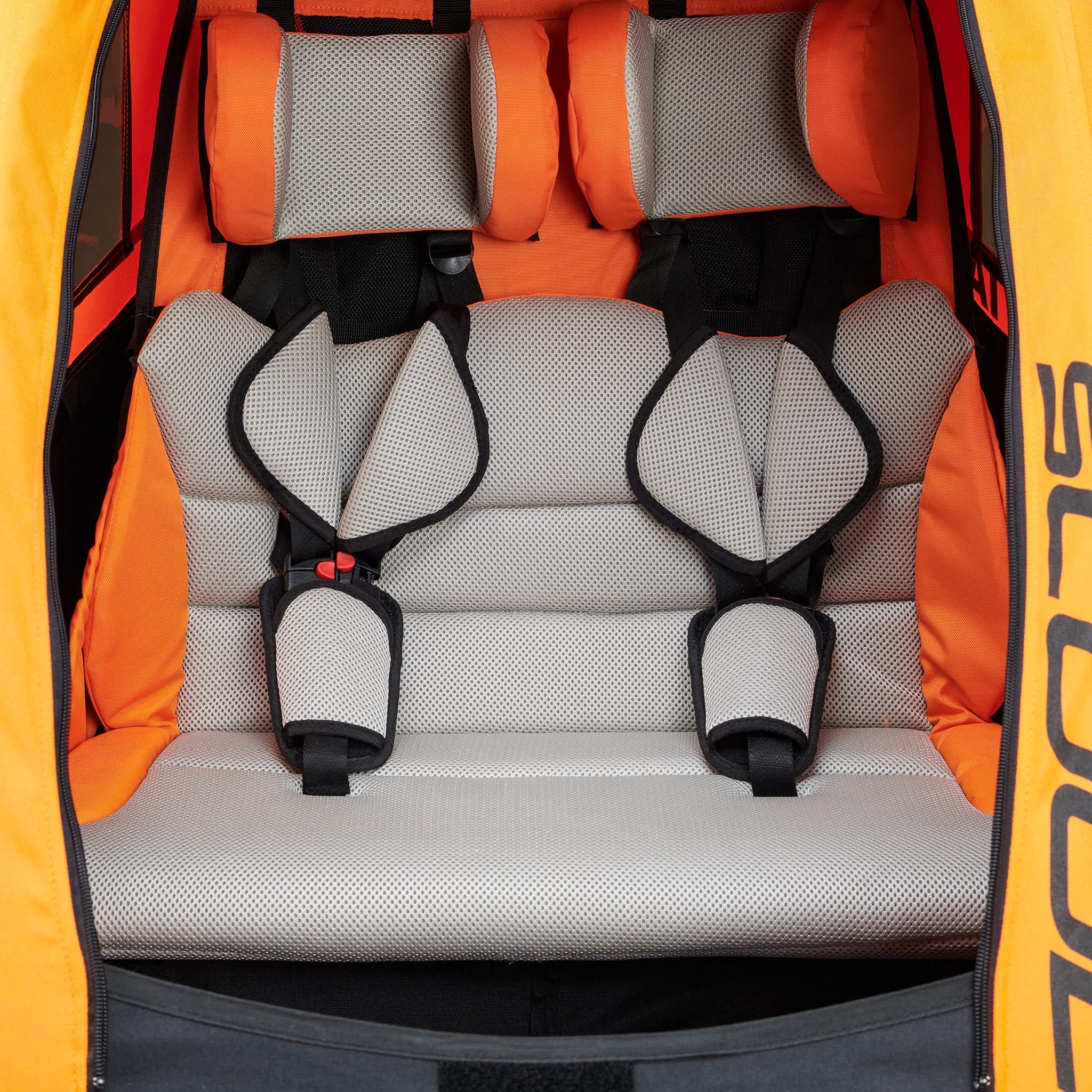 TAXXI Pro two orange Fahrradanhänger Buggy Jogger Multifunktionaler Kinderwagen 3-in-1 2 Sitze