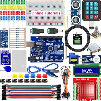 STEM V3 Starter Kit Fully Compatible with Arduino Uno R3, Includes DIYables Board, Sensors, Display, Modules, Expansion Board, Breadboard, Jumper Wires