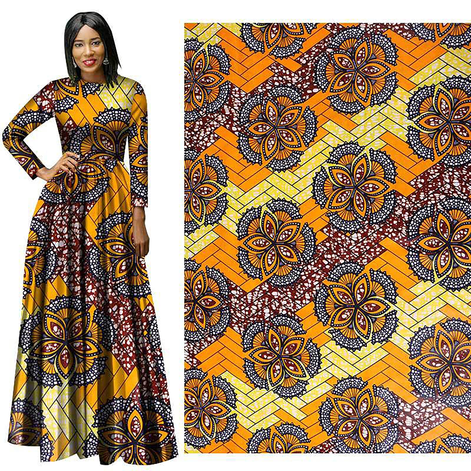 Tissu Wax Africain (Ankara) 100% Coton - 1 Yard (36 X 45 Pouces) - Nouveau Design - Neuf