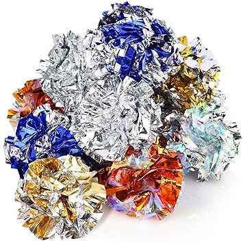 HNYYZL 10 Pack Crinkle Balls Cat Toys, Mylar Crinkle Balls Cat Toy, Lightweight Shiny Cat Crinkle Ball Rustling(Assorted Colors)