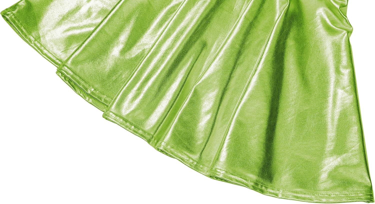 EXCHIC Women's Shiny Metallic Wet Look Stretchy Flared Mini Skater Skirt - Image 5