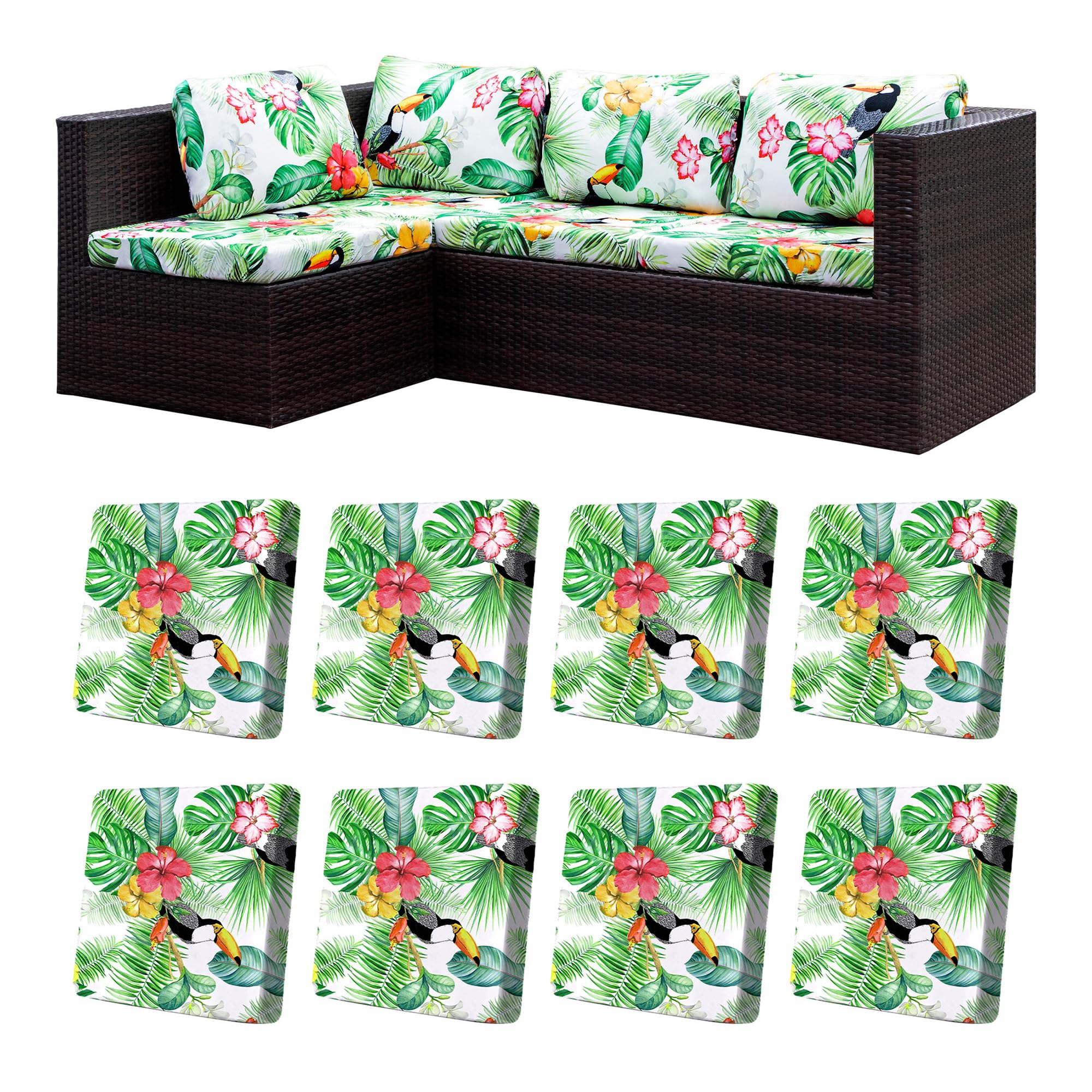 8 Pcs Outdoor Cushion Covers, Patio Sofa Cushion Covers Replacement