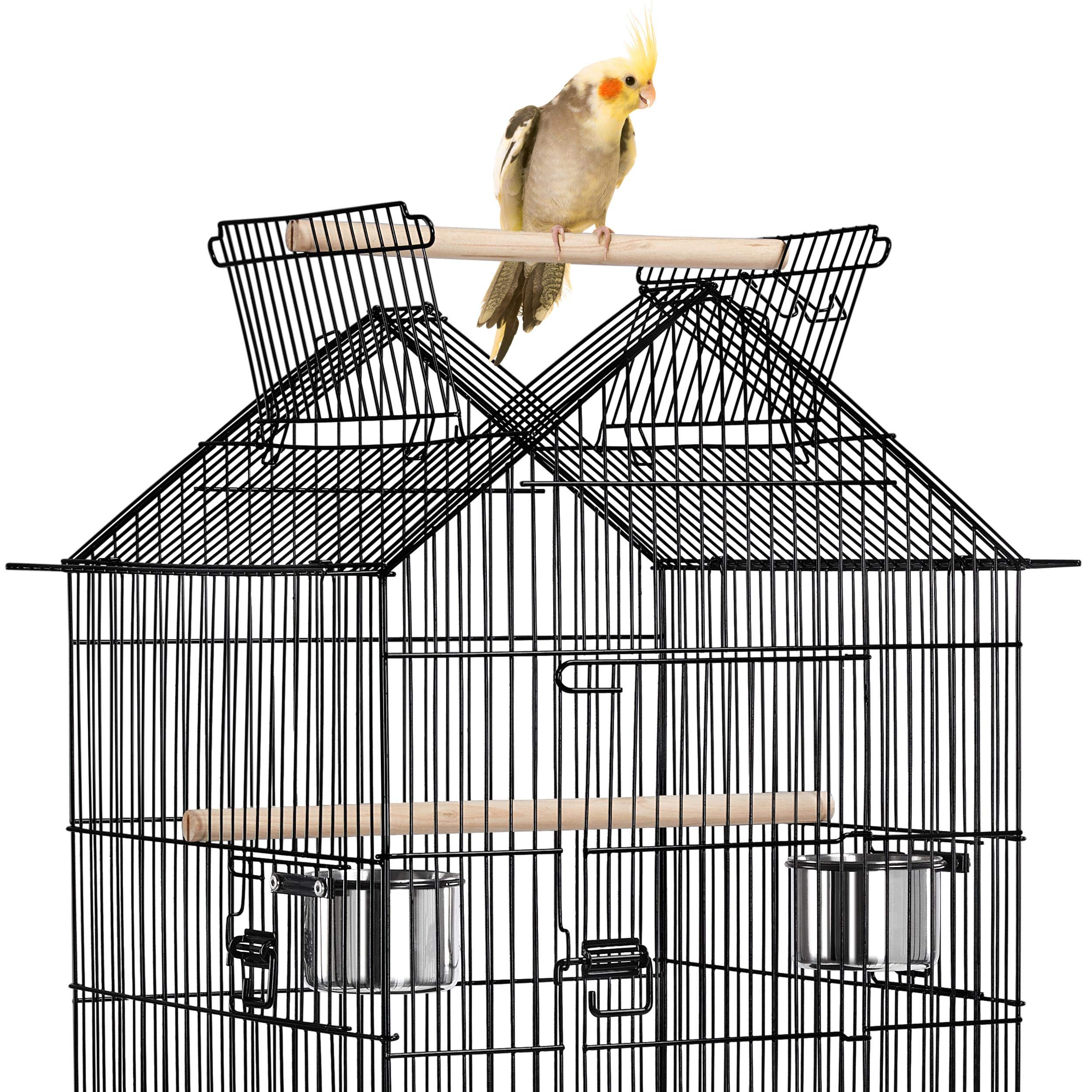 Yaheetech Volière Oiseau Cage à Oiseaux pour Canaries Grosses Perruches Canaris Calopsitte Inséparable avec Support détachable 59,5 x 59,5 x 145 cm