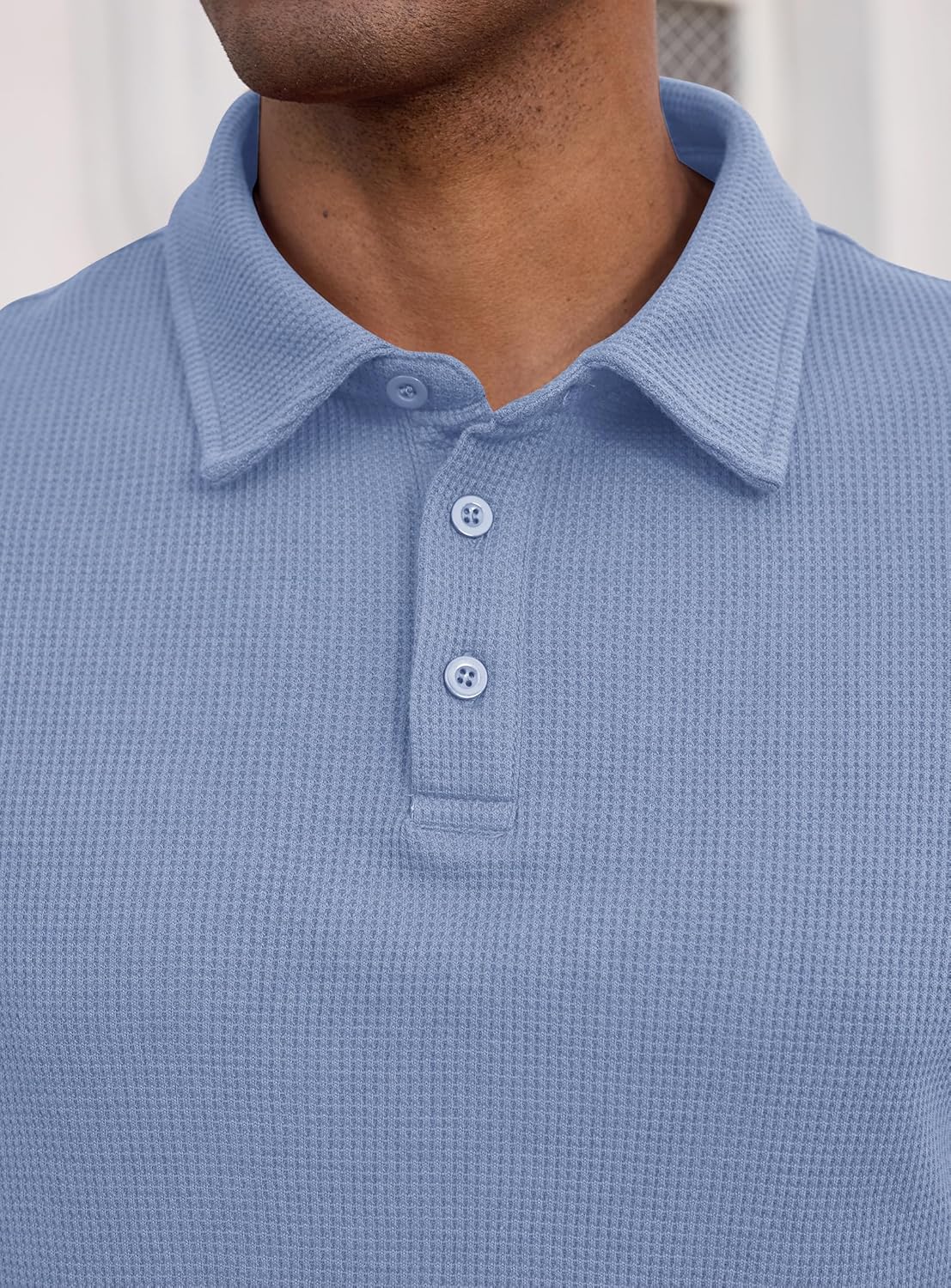 Men's Waffle Polo Stretch Textured Casual Loose fit Soft Collared Pullover (S-2XL) - Image 7