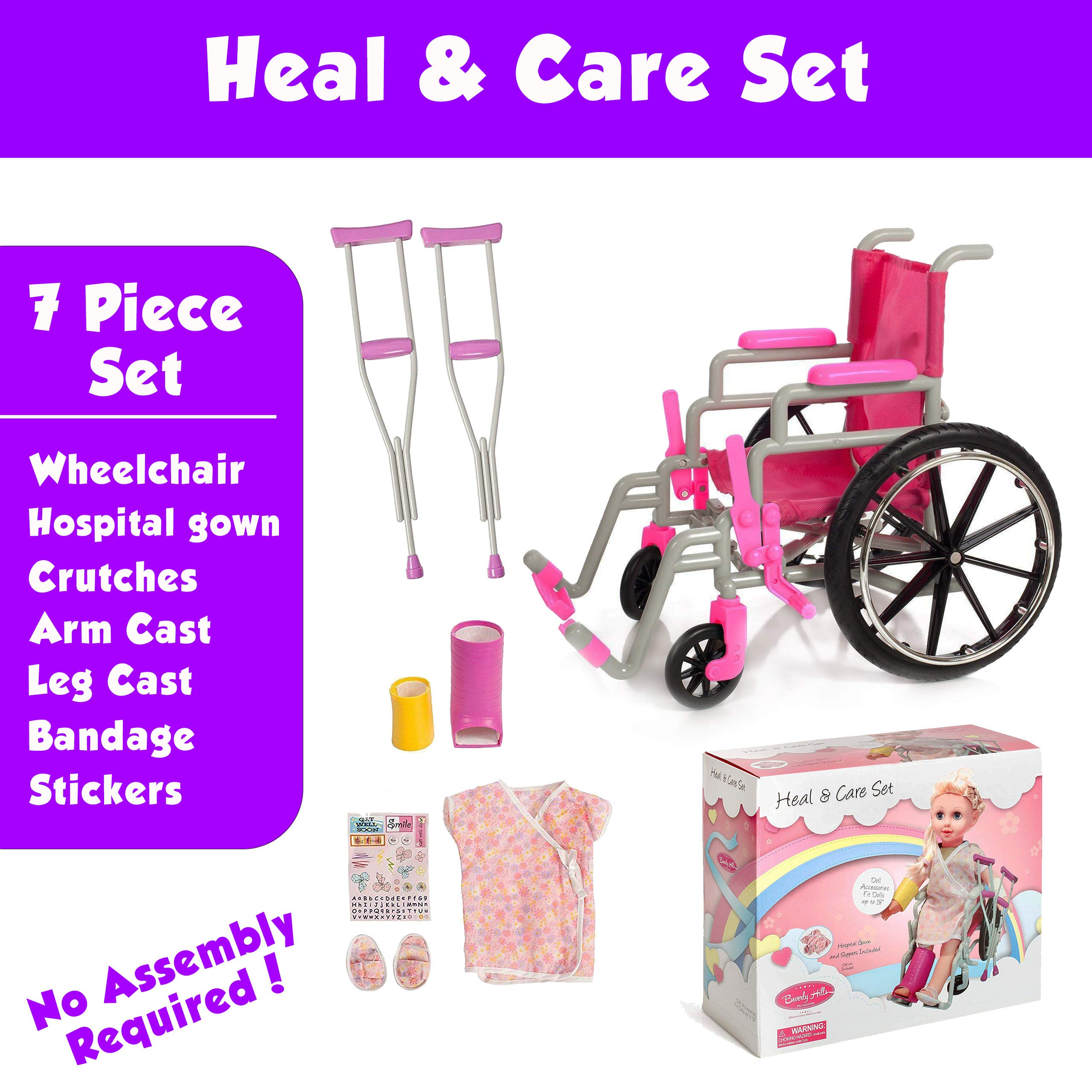 Beverly Hills Doll Collection Wheelchair Set for 18 Inch American Girl Dolls Fully Assembled