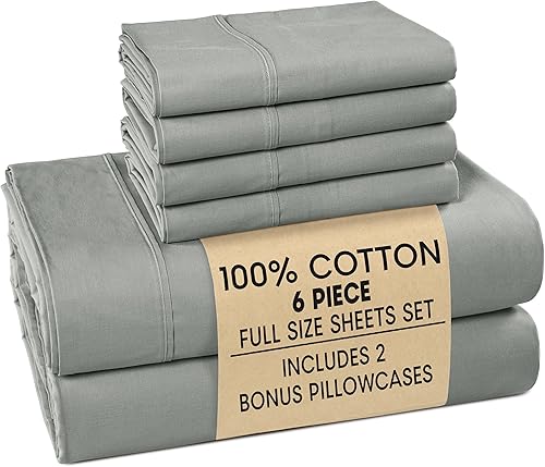 Casa Platino Juego de sábanas de 100 % algodón con 4 fundas de almohada, tela de percal fresca y suave, ideal para todas las estaciones, ultra