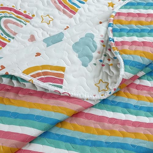 Miniatura 4 de MarCielo Juego de colcha para niños, manta para adolescentes, niñas, niños (tamaño matrimonial, arcoíris)