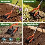 Walensee Rotary Cultivator,Hand Tiller with Star-Shaped Rolling Tines | Adjustable long handle,reseeding grass,soil mix,manual yard tiller