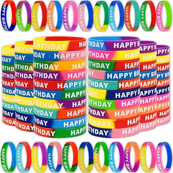 264 Pieces Birthday Rubber Bracelets 22 Styles,Bulk Colored Silicone Wristbands for Students Teachers Classroom Reward Gifts, Birthday Decorations Party Favors Supplies