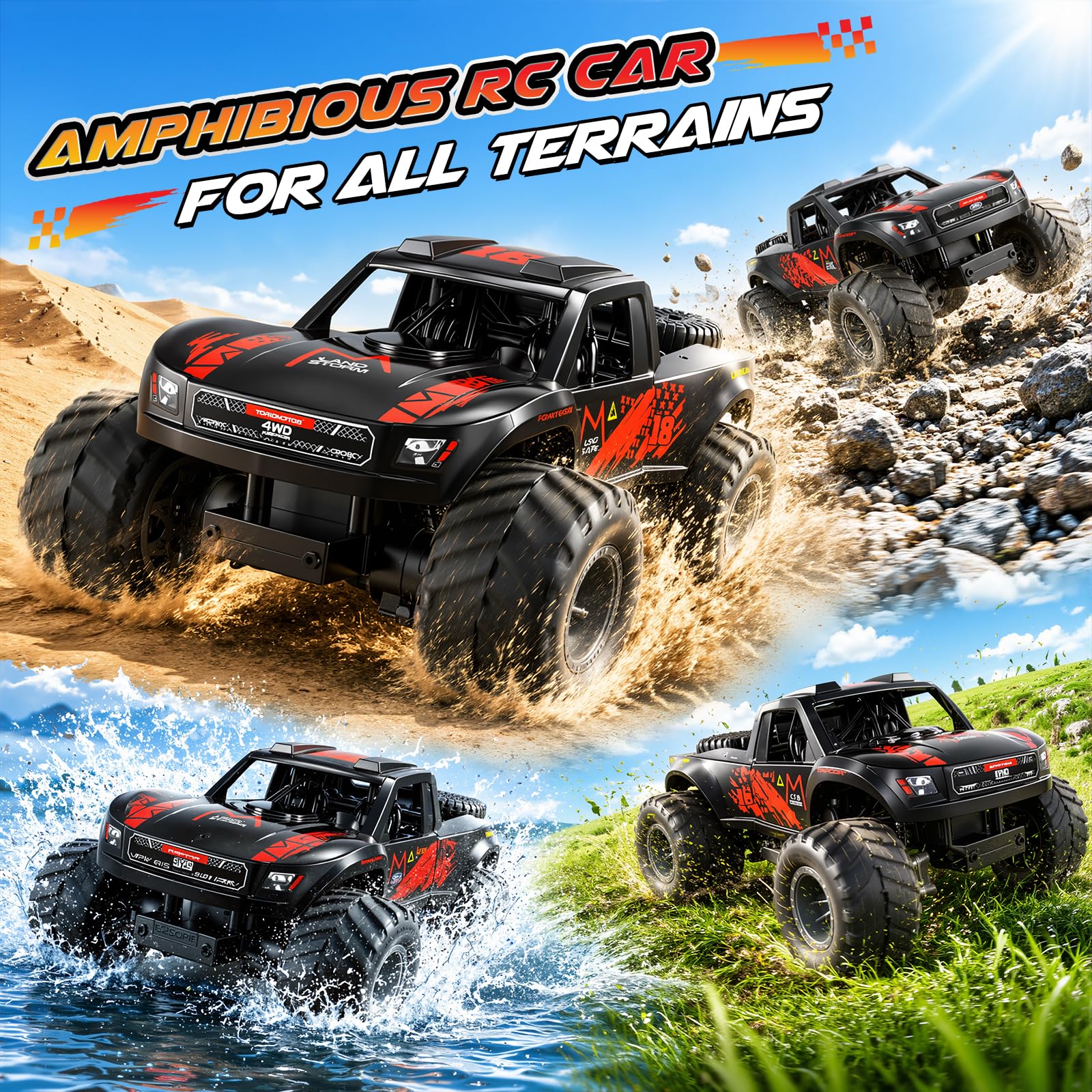 Macchina Telecomandata 1:16-2,4 GHz Auto RC Fuoristrada Anfibio