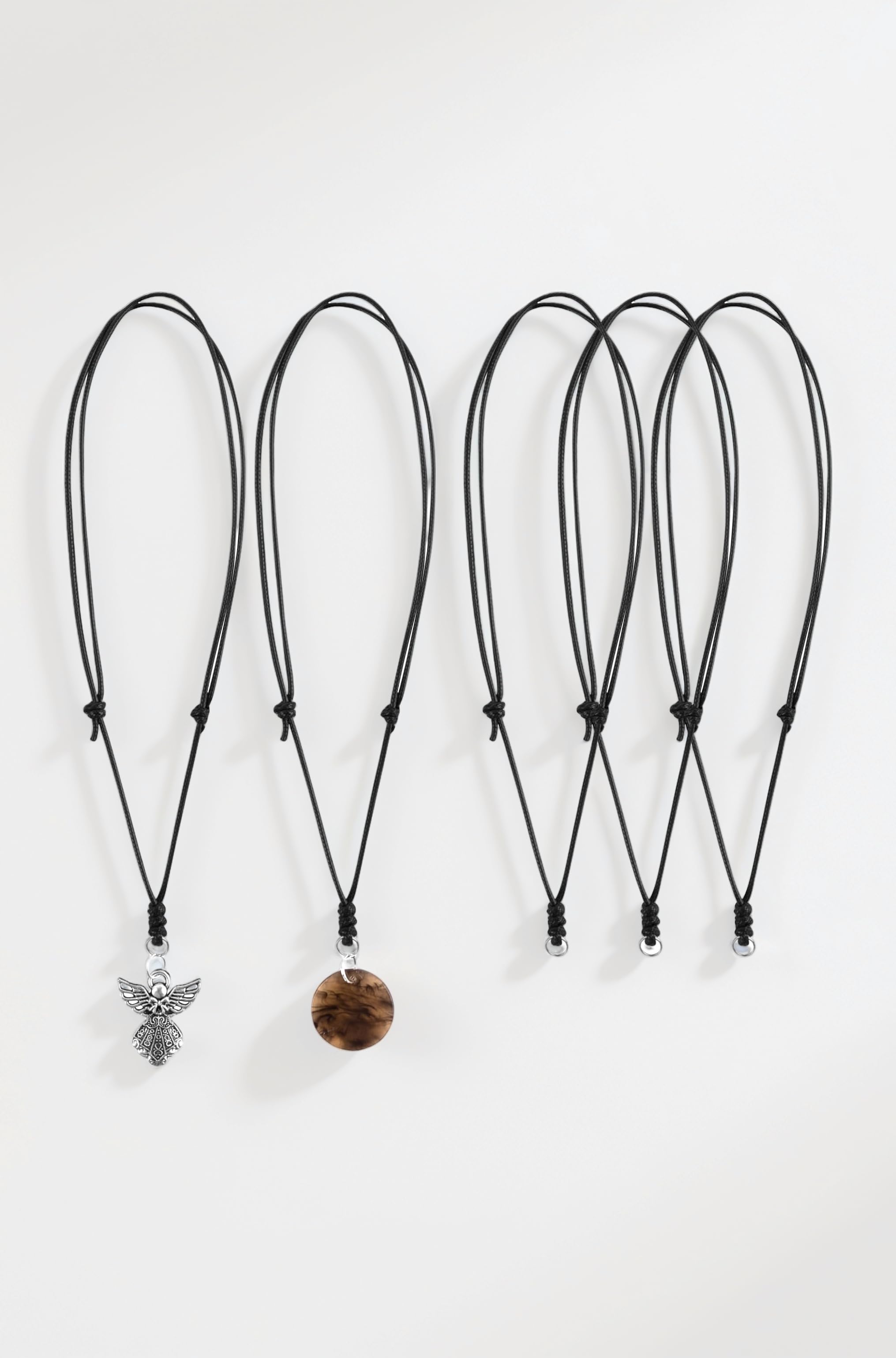 Adjustable Necklace Cord for Pendants Necklace Adjustable Rope With Metal Ring for Women Men, 1.5mm (5 Pack), Polyester, No Gemstone