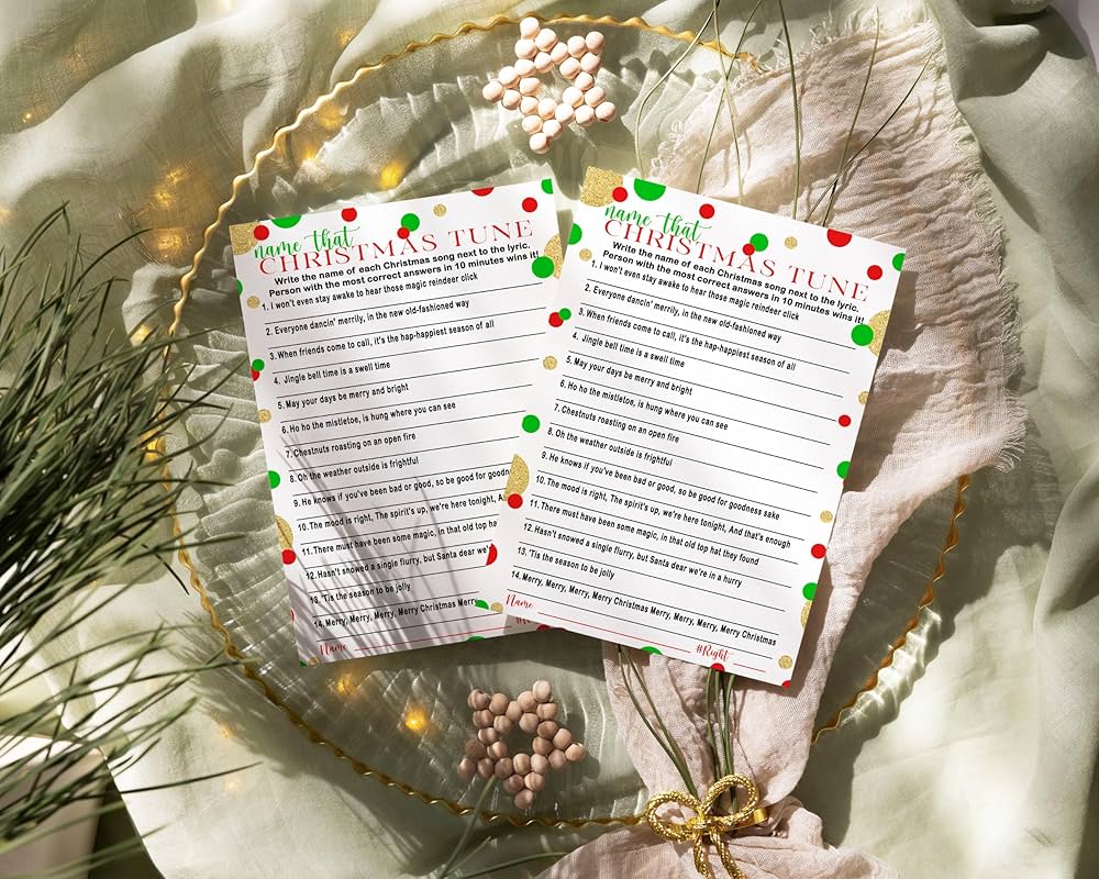 Christmas Song Trivia Game Cards Version 1 (25 Pack) Holiday Party Games Name That Xmas Tune - Gold Red and Green - 5x7 Size Set: Buy Online at Best Price in UAE - Amazon.ae christmas-song-trivia-game-cards-version-1-25-pack-holiday-party-games-name-that-xmas-tune-gold-red-and-green-5x7-size-set-buy-online-at-best-price-in-uae-amazon-ae