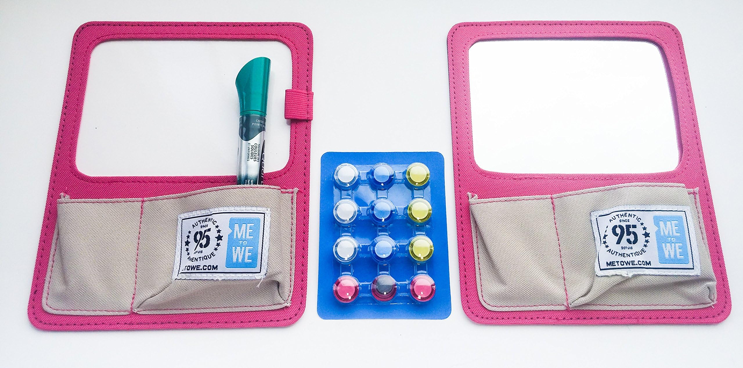 'ME to WE Charitable Foundation' Magnetic Pink Locker Mirror and Dry Erase Board with Pockets, Bold Color Marker and Colorful Locker Magnets (Green)