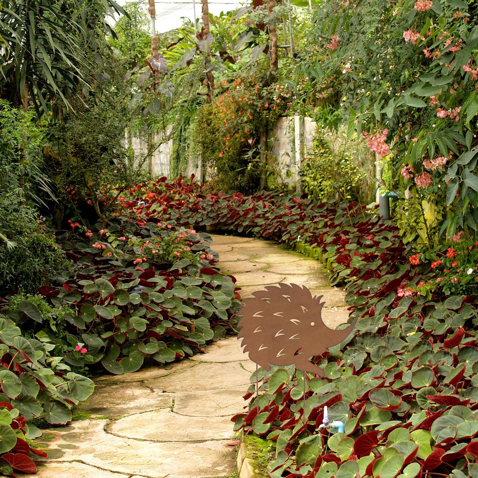 FRCOLOR 2 Stück Gartendekoration aus Schmiedeeisen Igel Familie Retro Stil Braun Gartentier Einsatzdekoration für Garten Geschenk mit Langlebiger Rostoptik