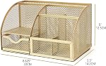 Organisateur de bureau en maille Annova avec 7 compartiments + tiroir / Rangement pour bonbons / porte-stylo / Organisateur multifonctionnel (or)