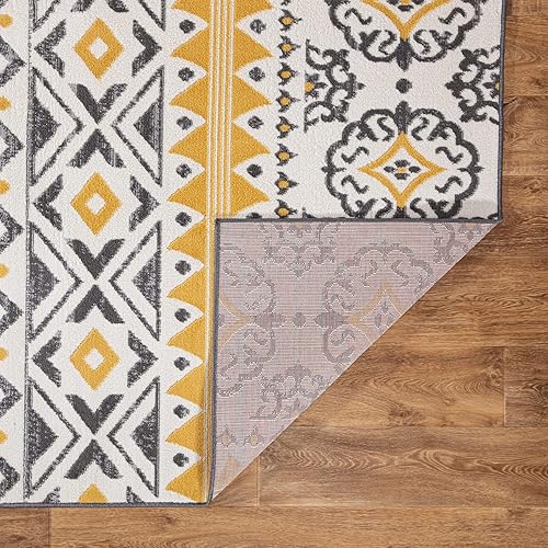 Miniatura 4 de Rugshop Leiria - Alfombra geométrica bohemia de 5 x 7 pies, color amarillo