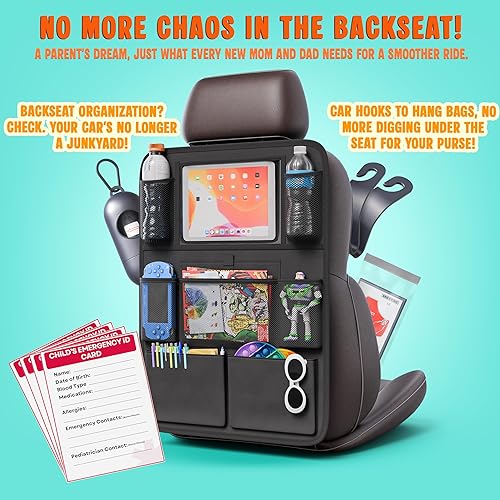 Miniatura 6 de Kit de iniciación para los nuevos padres con 1 organizador de asiento trasero, 2 parasoles de ventana, 2 ganchos para reposacabezas, 1 espejo de