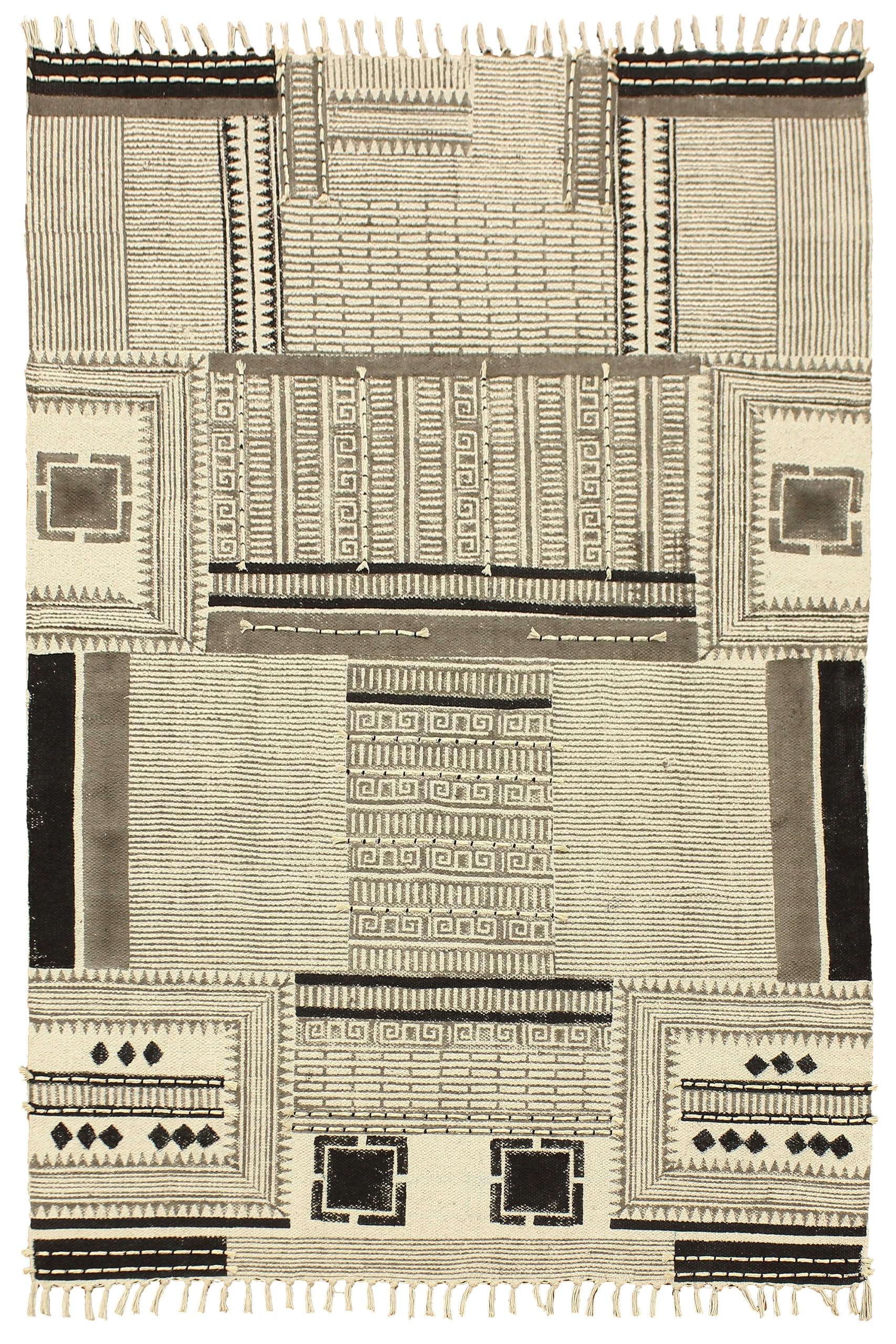 Tapis indien géométrique coton grand format 150x300 style bohème chic