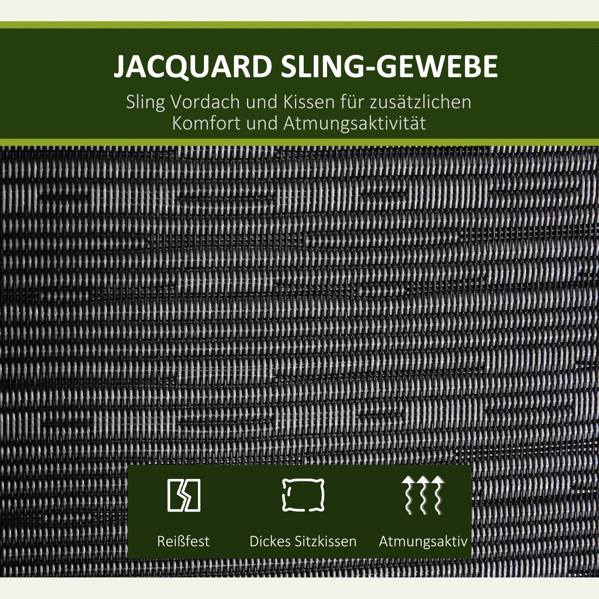 Outsunny Hollywoodschaukel 3-Sitzer Gartenschaukel 200 x 120 x 170 cm Grau | Verstellbares Sonnendach, Texteline